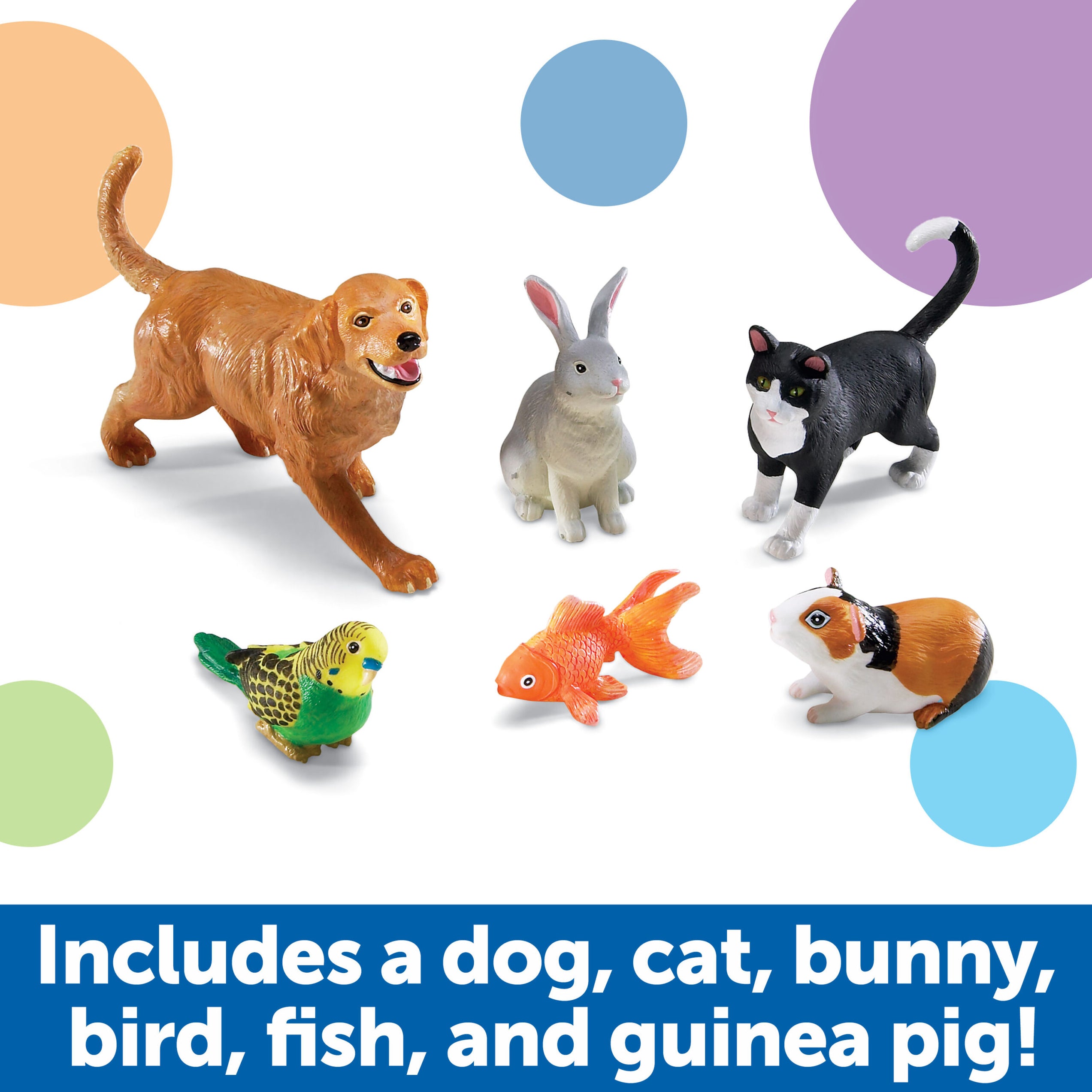 Learning Resources Jumbo Pets Toy Set, 6-Piece Realistic Pet Animal Figures for Kids Imaginative Play and Early Learning