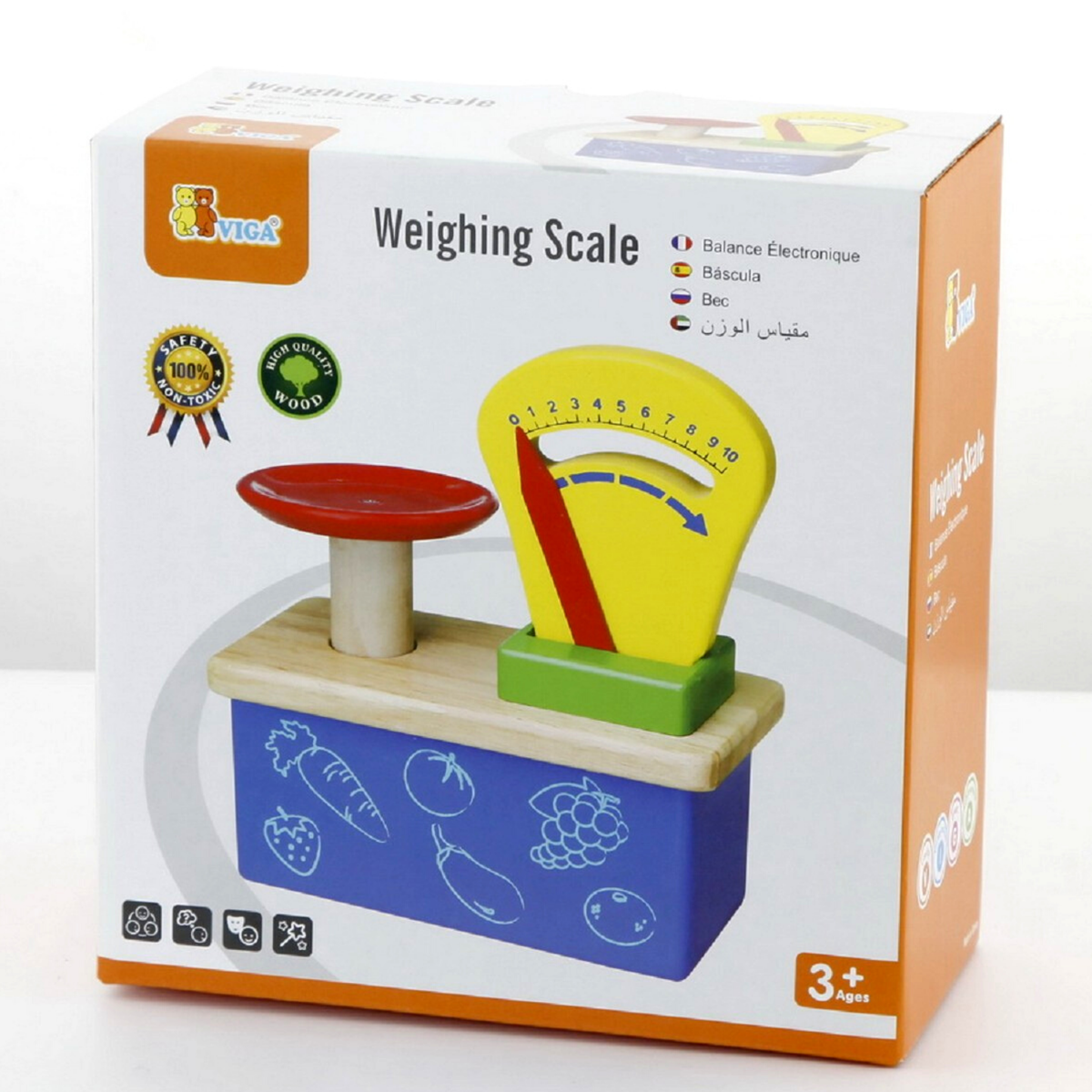VIGA Weighing Scale Wooden Educational Toy, Role Play Kitchen & Shop Accessory, Ages 3+