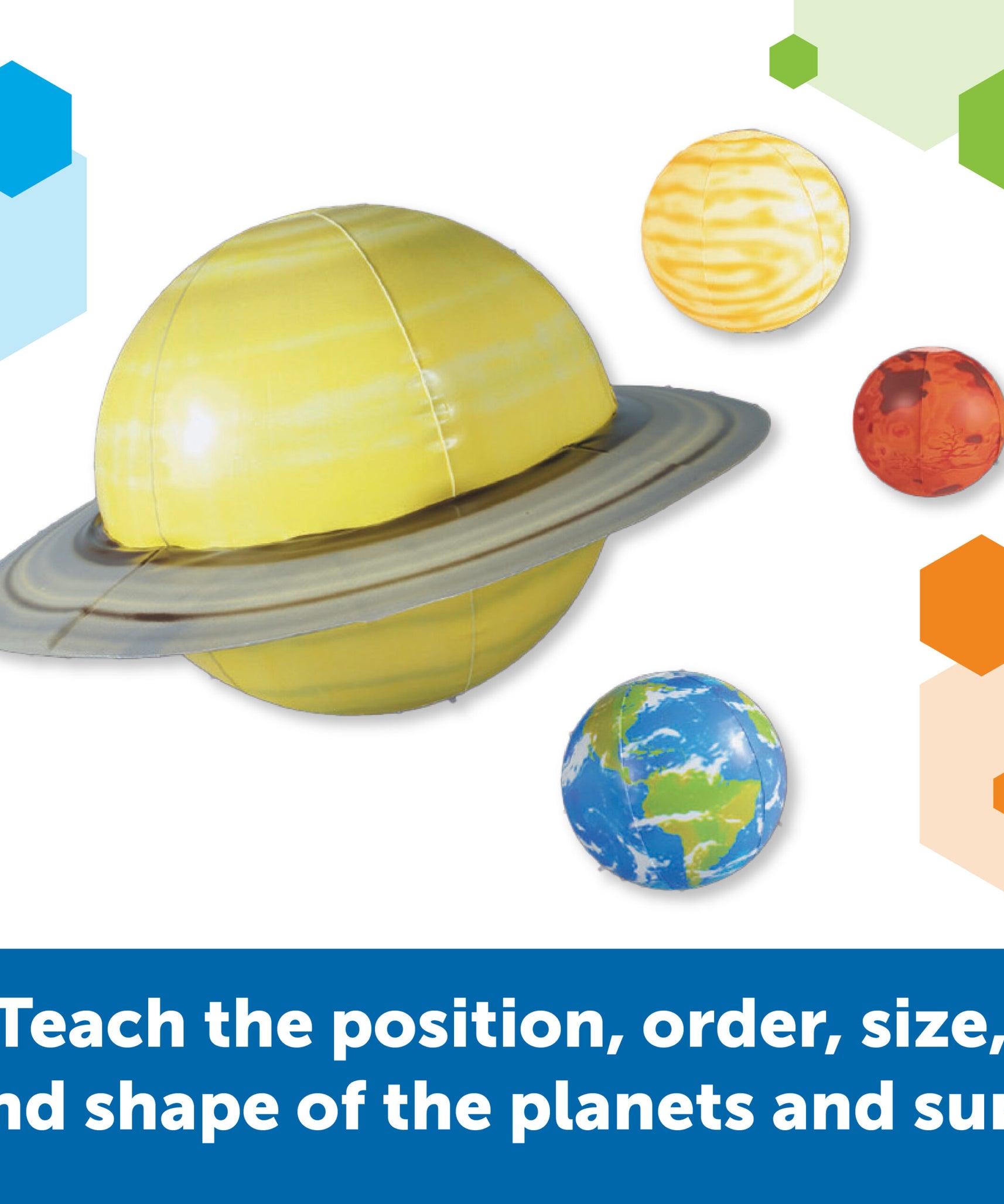 مجموعة النظام الشمسي العملاق القابل للنفخ من Learning Resources، نموذج كوكب تفاعلي ثلاثي الأبعاد مع الشمس والكواكب والقمر ودليل الأنشطة، تتضمن مجموعة إصلاح ومضخة وخطافات للتعليق، للأطفال من سن 5 سنوات فما فوق