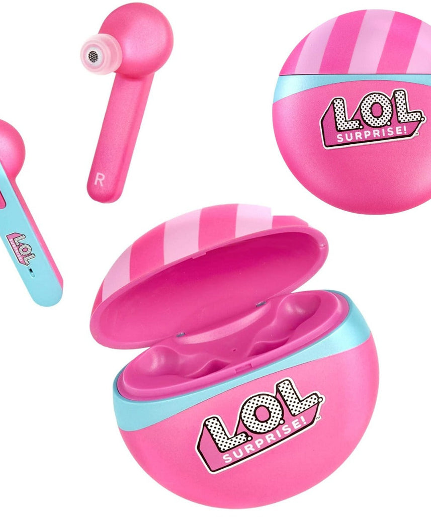 L.O.L. Surprise! Wireless Earbuds for Kids – 3D Stereo Sound, 25-Hour Battery, Built-In Mic, Fashionable Design, Noise Cancelling, In-Ear Headphones for Smart Devices