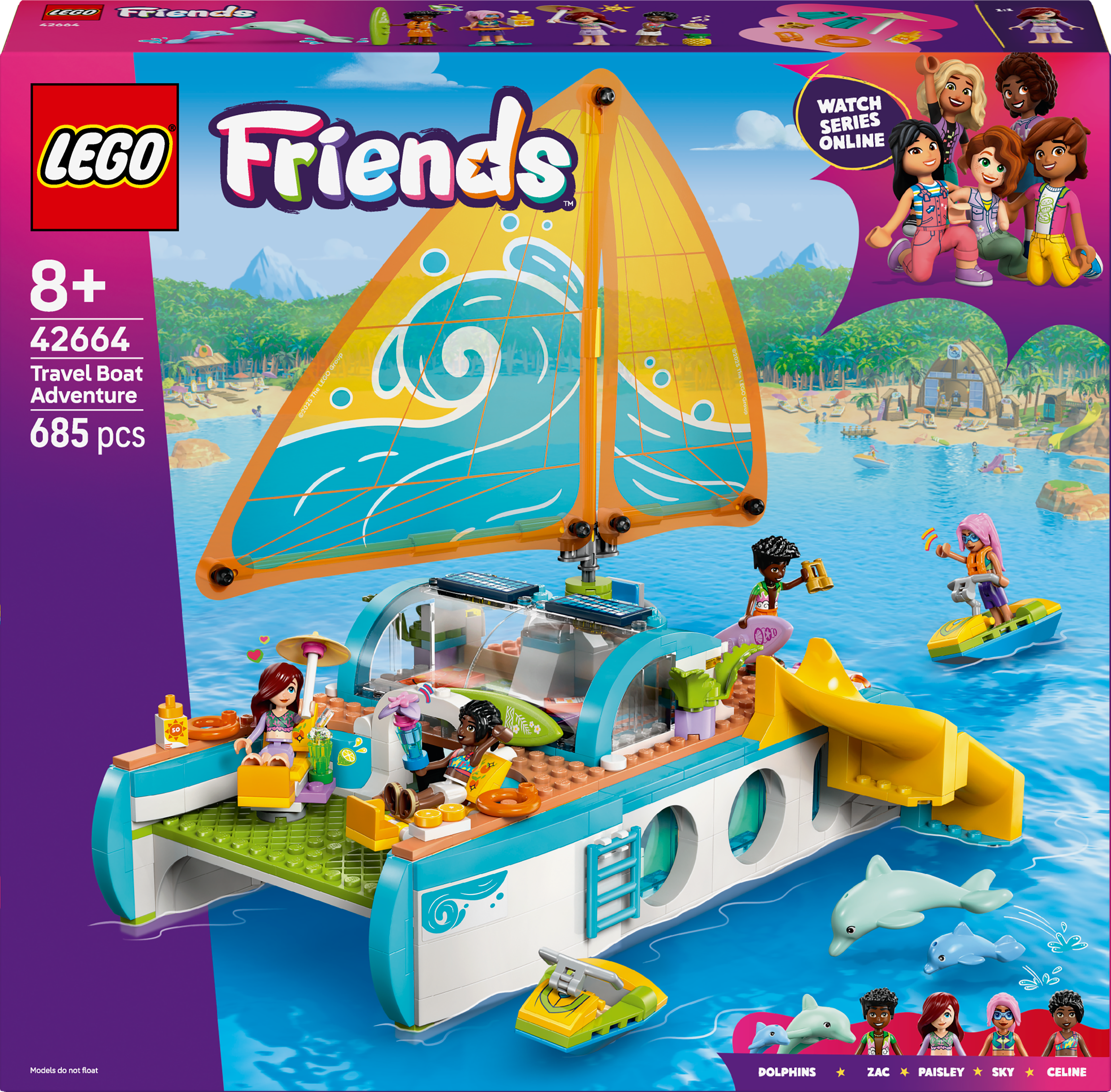 LEGO 42664 Travel Boat Adventure V29 Building Set for Girls 8+ Creative Friends Ocean Storytelling Toy
