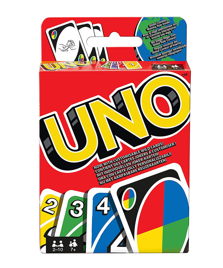 UNO Card Game, Family Games, Multi-Color, Classic Matching Card Game with Customizable Wild Cards, 2-10 Players, Ages 7+
