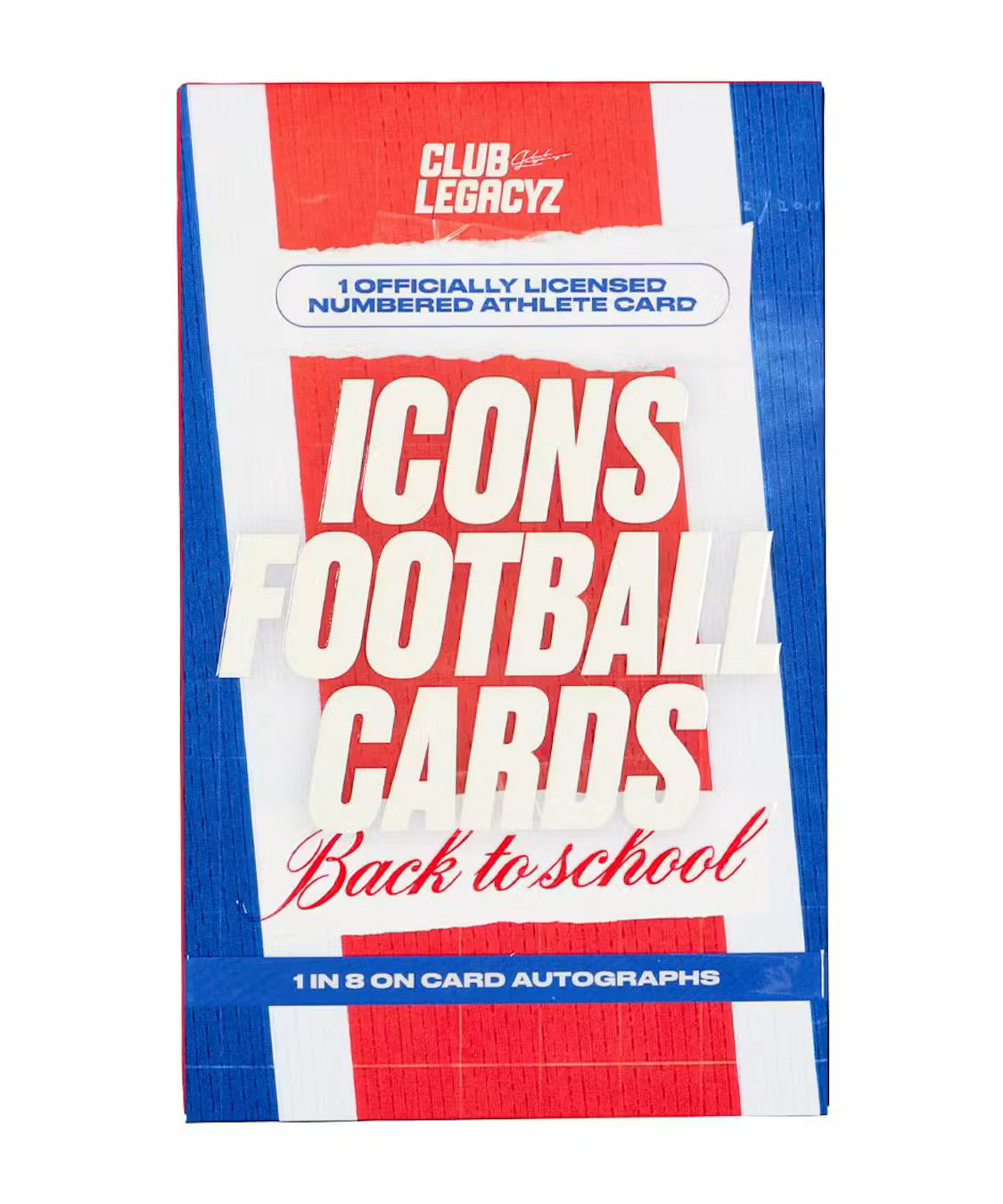 2026 Club Legacyz Icons Back to School Fifth Edition Soccer Hobby Pack, 1 Card Per Pack, Rare Football Collectible Cards, On-Card Autographs, Game-Worn Jersey Cards