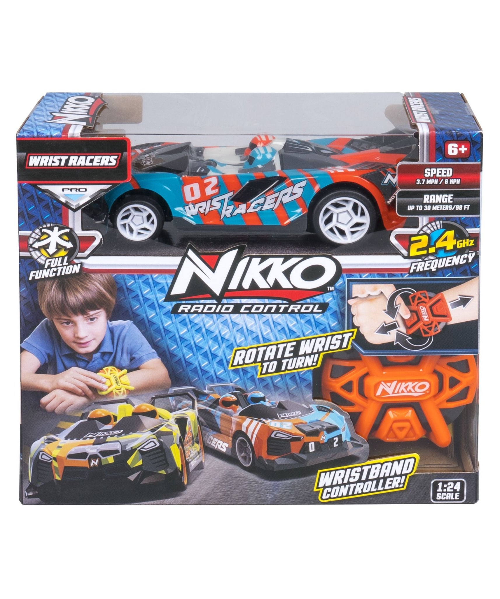 Nikko Wrist Racers Vehicle Toy 2 Pieces Assorted Full Function Remote Control Car for Kids with 2.4 GHz Wrist Control