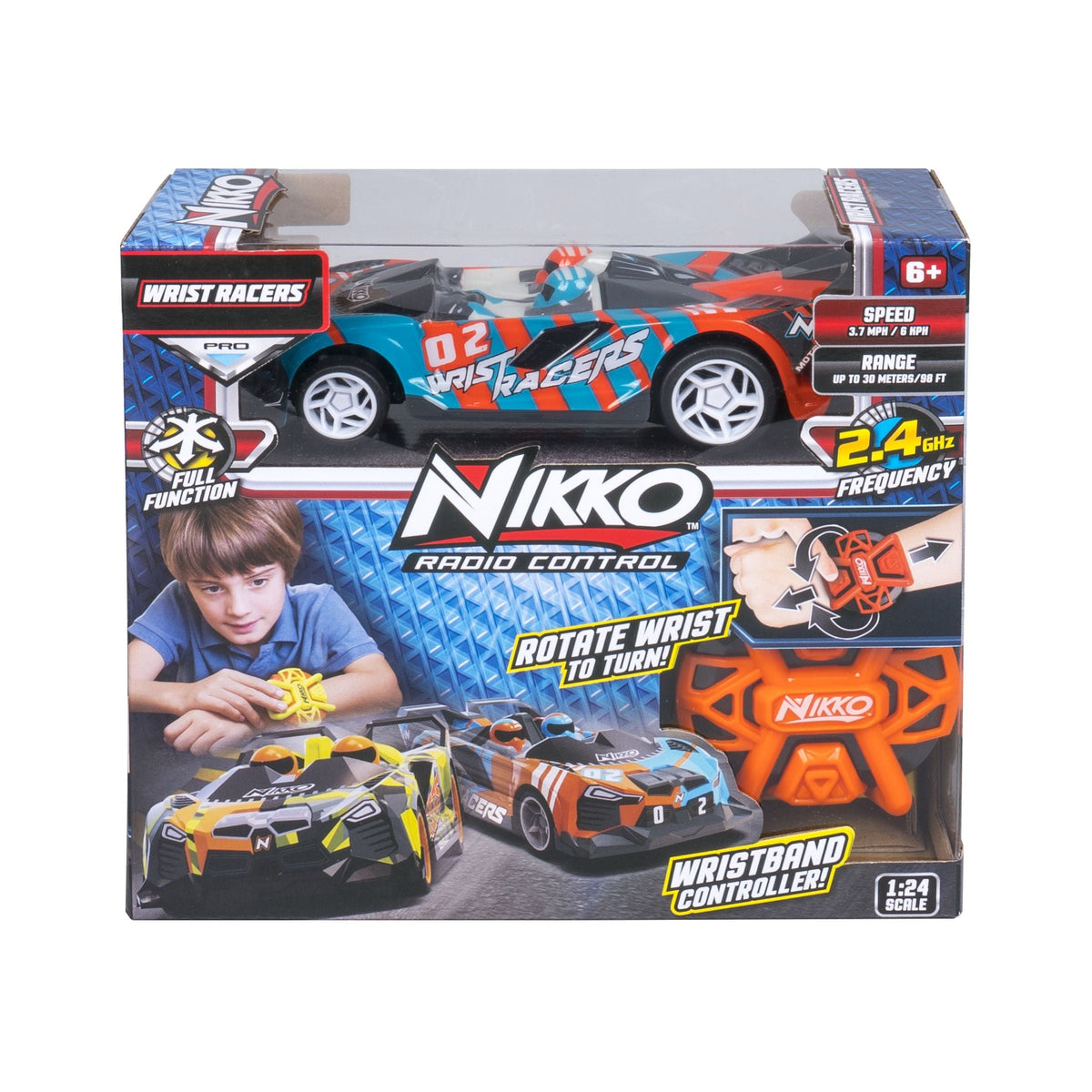 Nikko Wrist Racers Vehicle Toy 2 Pieces Assorted Full Function Remote Control Car for Kids with 2.4 GHz Wrist Control