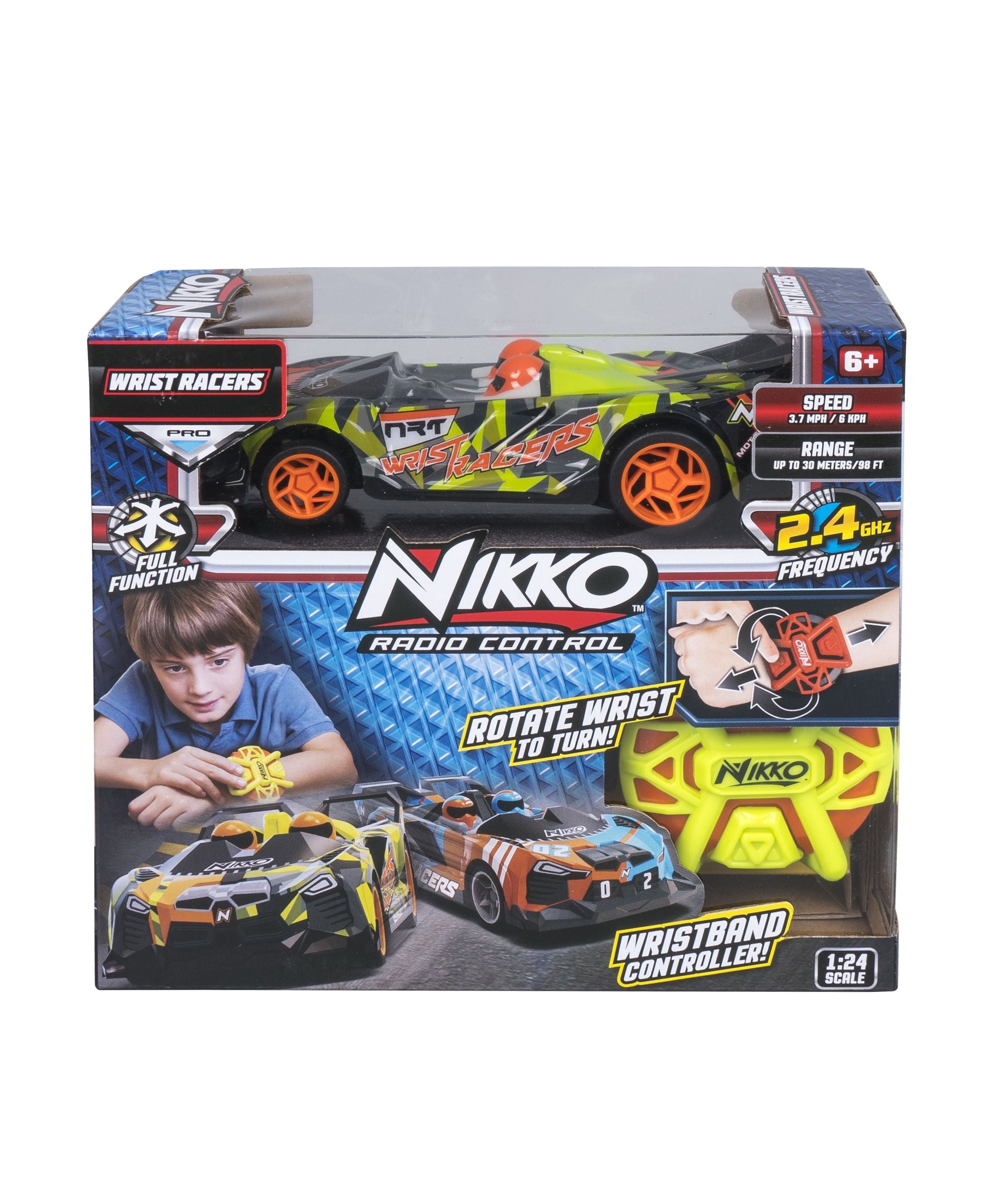 Nikko Wrist Racers Vehicle Toy 2 Pieces Assorted Full Function Remote Control Car for Kids with 2.4 GHz Wrist Control