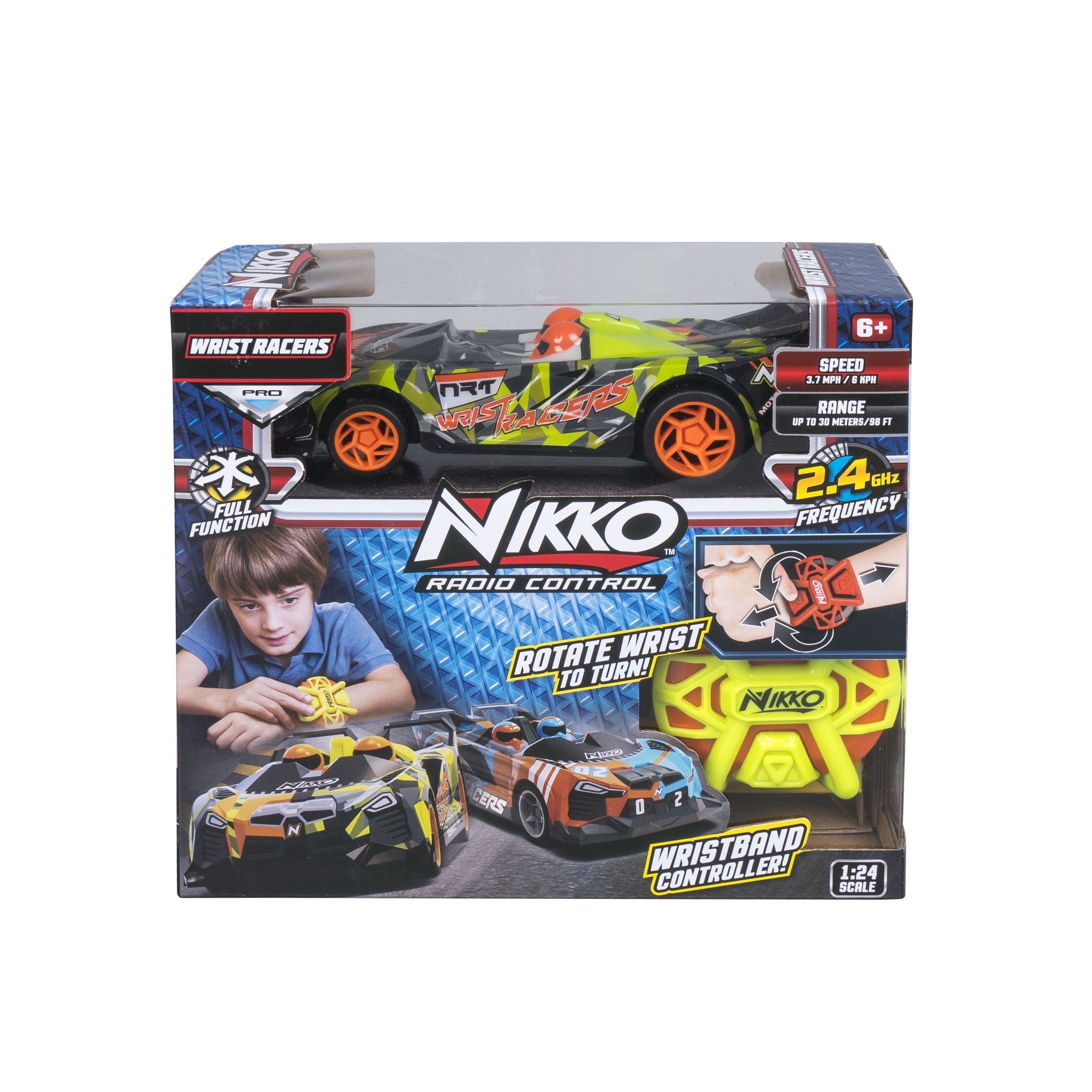 Nikko Wrist Racers Vehicle Toy 2 Pieces Assorted Full Function Remote Control Car for Kids with 2.4 GHz Wrist Control