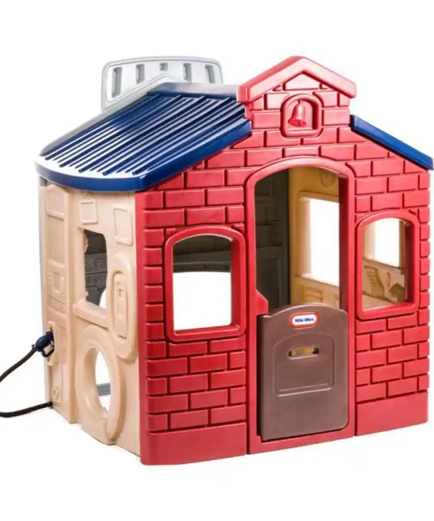 Little Tikes Town Playhouse, 4-in-1 Role Play Zones, Durable Indoor & Outdoor Playhouse with Garage, Market, School & Sports Wall, Ages 18 Months+