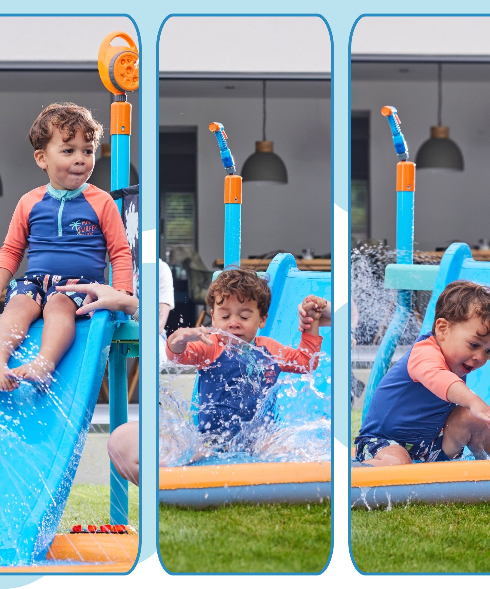 محطة رش المياه من بلام ووتر بارك، لعبة صيفية خارجية للعب بالماء في الفناء الخلفي مع زلاجة مائية بطول 4 أقدام، ووسادة رش، ومنفاخ فقاعات، وحائط كاشف، وملحقات رشاش مياه، مناسبة للأطفال من سن 3 سنوات فما فوق