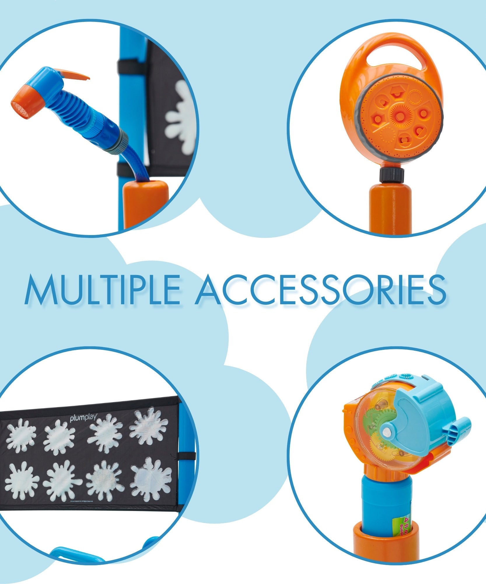 محطة رش المياه من بلام ووتر بارك، لعبة صيفية خارجية للعب بالماء في الفناء الخلفي مع زلاجة مائية بطول 4 أقدام، ووسادة رش، ومنفاخ فقاعات، وحائط كاشف، وملحقات رشاش مياه، مناسبة للأطفال من سن 3 سنوات فما فوق