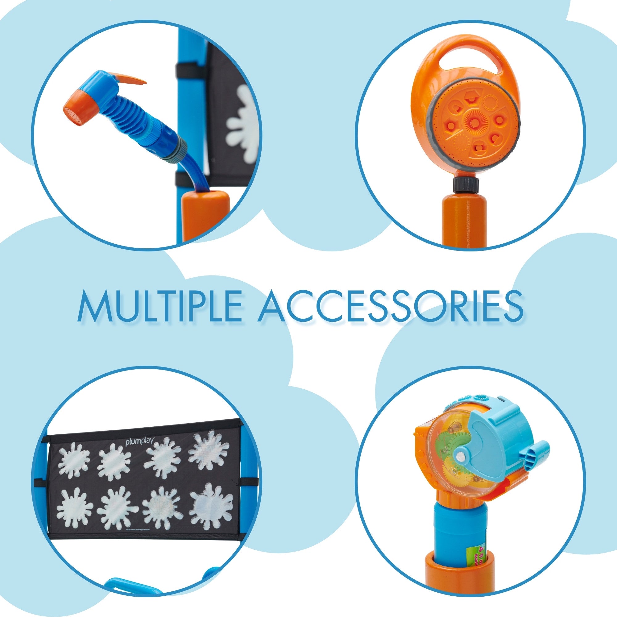 محطة رش المياه من بلام ووتر بارك، لعبة صيفية خارجية للعب بالماء في الفناء الخلفي مع زلاجة مائية بطول 4 أقدام، ووسادة رش، ومنفاخ فقاعات، وحائط كاشف، وملحقات رشاش مياه، مناسبة للأطفال من سن 3 سنوات فما فوق