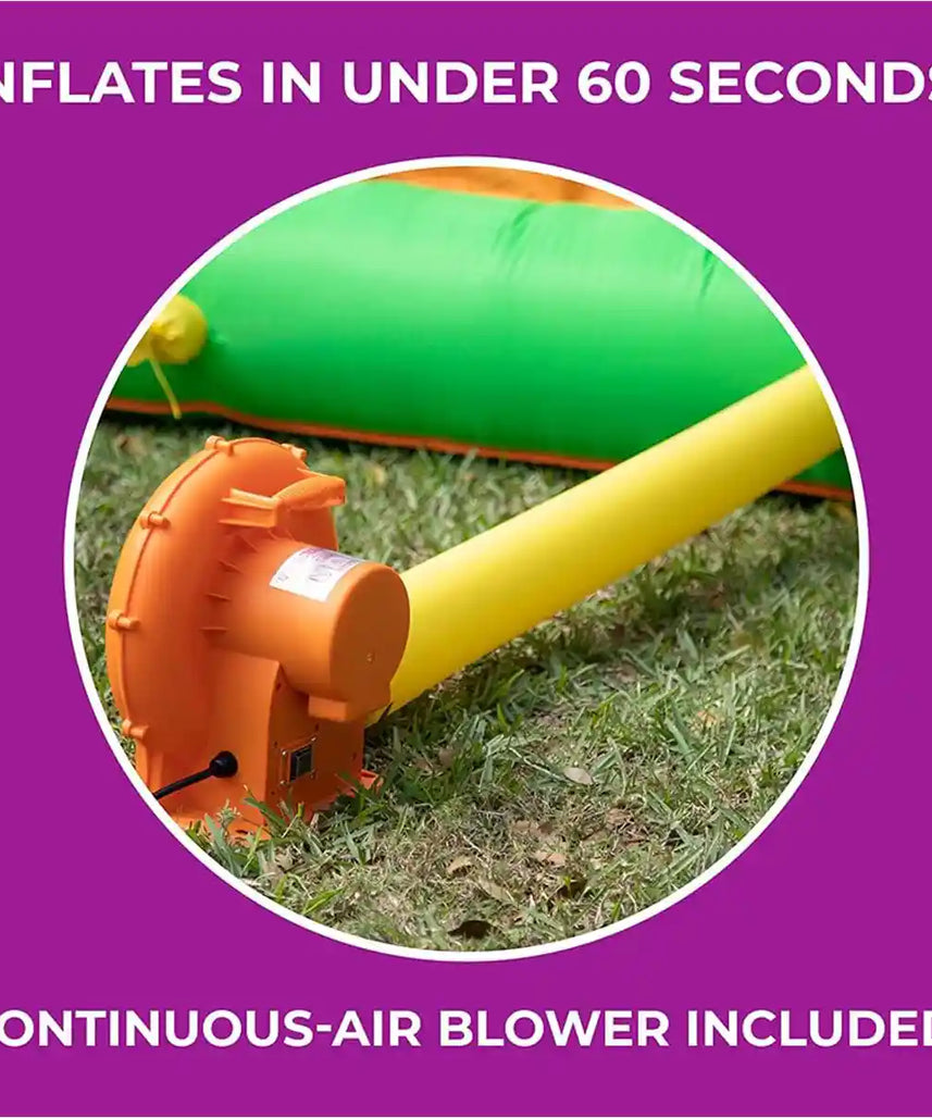 منزل قفز قابل للنفخ من ستيب 2 بلاي يارد، منزل قفز قابل للنفخ للأطفال مع أصوات تنشيط الحركة، أزرق، مناسب للعب في الهواء الطلق، منزلق وقفز، مناسب للأعمار من 3 سنوات فما فوق، لعبة ممتعة في الفناء الخلفي