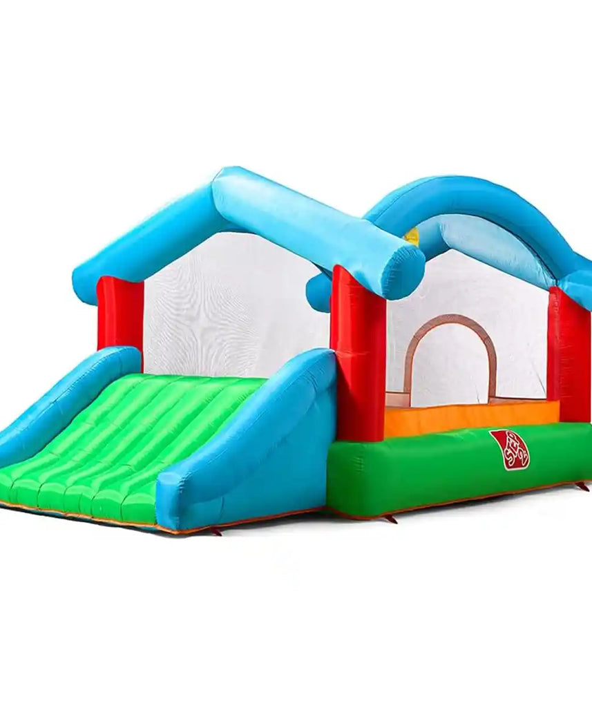 منزل قفز قابل للنفخ من ستيب 2 بلاي يارد، منزل قفز قابل للنفخ للأطفال مع أصوات تنشيط الحركة، أزرق، مناسب للعب في الهواء الطلق، منزلق وقفز، مناسب للأعمار من 3 سنوات فما فوق، لعبة ممتعة في الفناء الخلفي