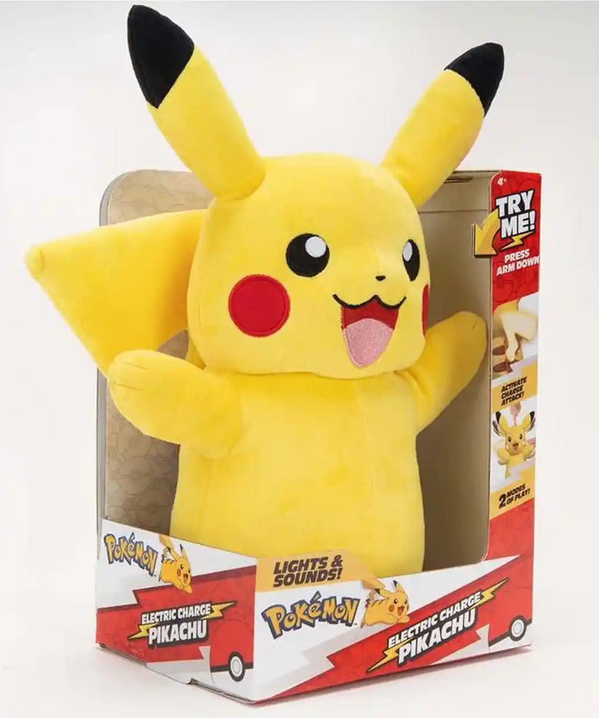 لعبة بيكاتشو الفاخرة من بوكيمون فيتشر، مقاس 11 بوصة، مزودة بأضواء وأصوات وحركات، وأكثر من 20 صوتًا أصليًا وأكثر من 30 رد فعل، مرخصة رسميًا