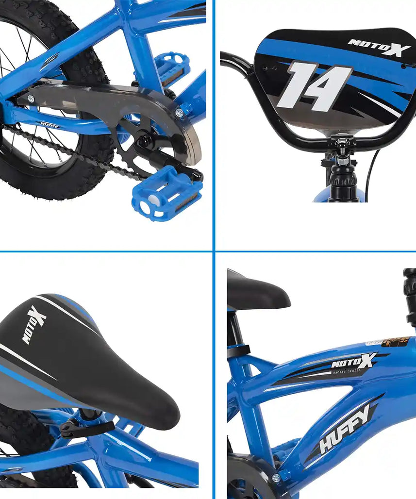 Huffy MotoX SDWK Kids Bike, Red and Black, 14 Inch Wheels, Removable Training Wheels, Quick Connect Assembly, Ages 4 to 6, Bikes