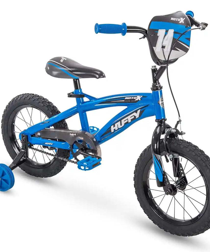 Huffy MotoX SDWK Kids Bike, Red and Black, 14 Inch Wheels, Removable Training Wheels, Quick Connect Assembly, Ages 4 to 6, Bikes