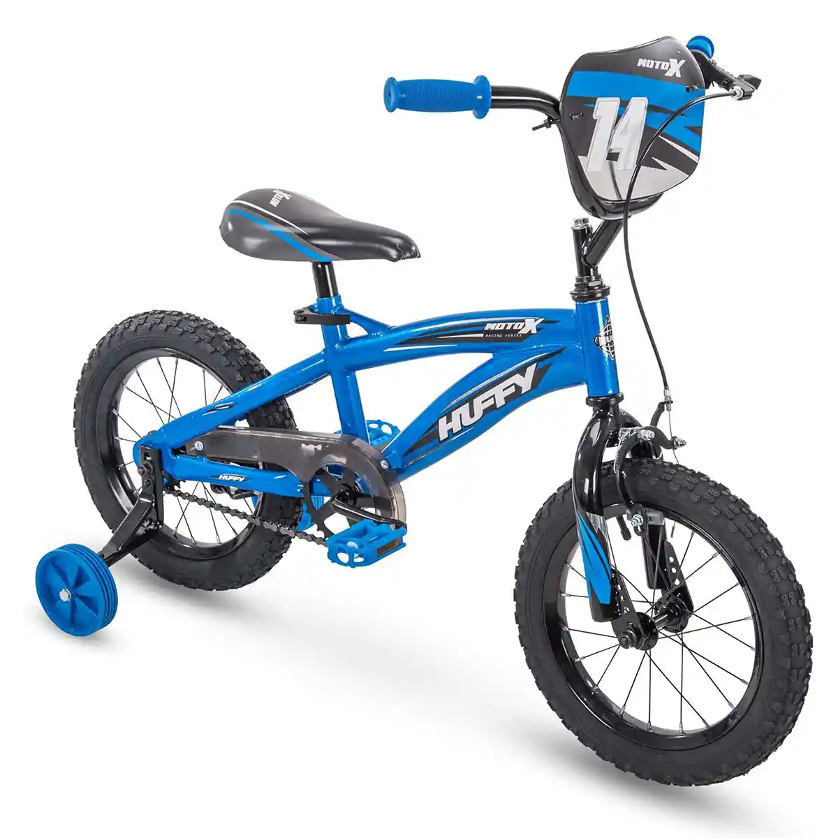 دراجة هفي موتوكس SDWK للأطفال، لون أحمر وأسود، عجلات ١٤ بوصة، عجلات تدريب قابلة للإزالة، تجميع سريع، مناسبة للأعمار من ٤ إلى ٦ سنوات.