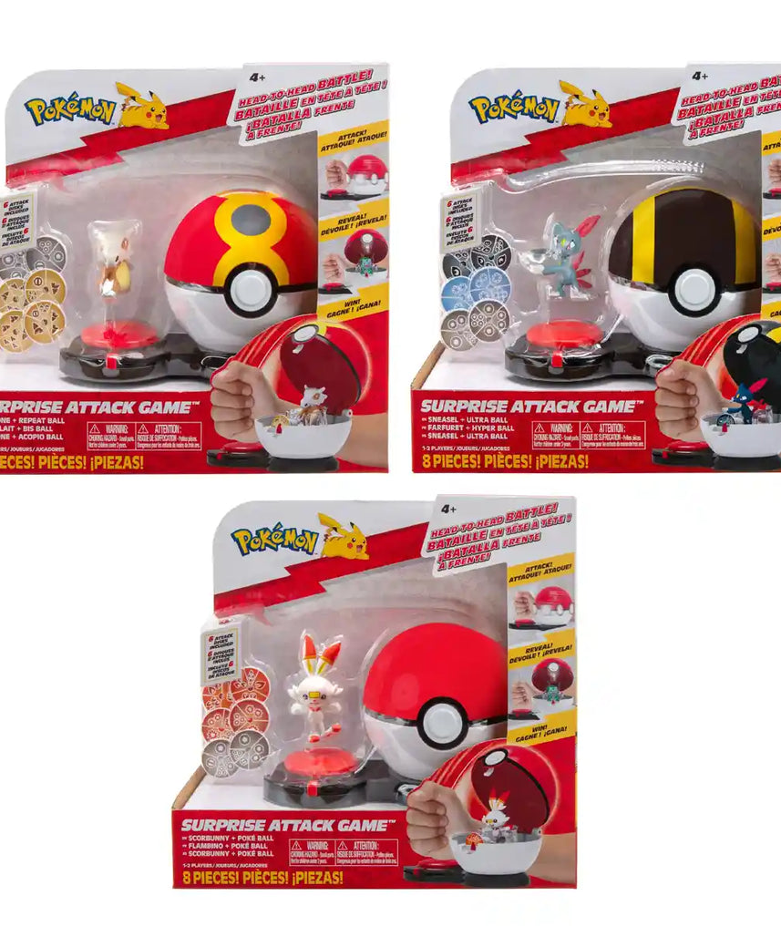 لعبة بوكيمون سربرايز أتاك باتل، سكويرتل ضد جيجليبف مع شخصيتين، كرتين بوكيمون، و6 أقراص هجوم - متعددة الألوان - PKW2506