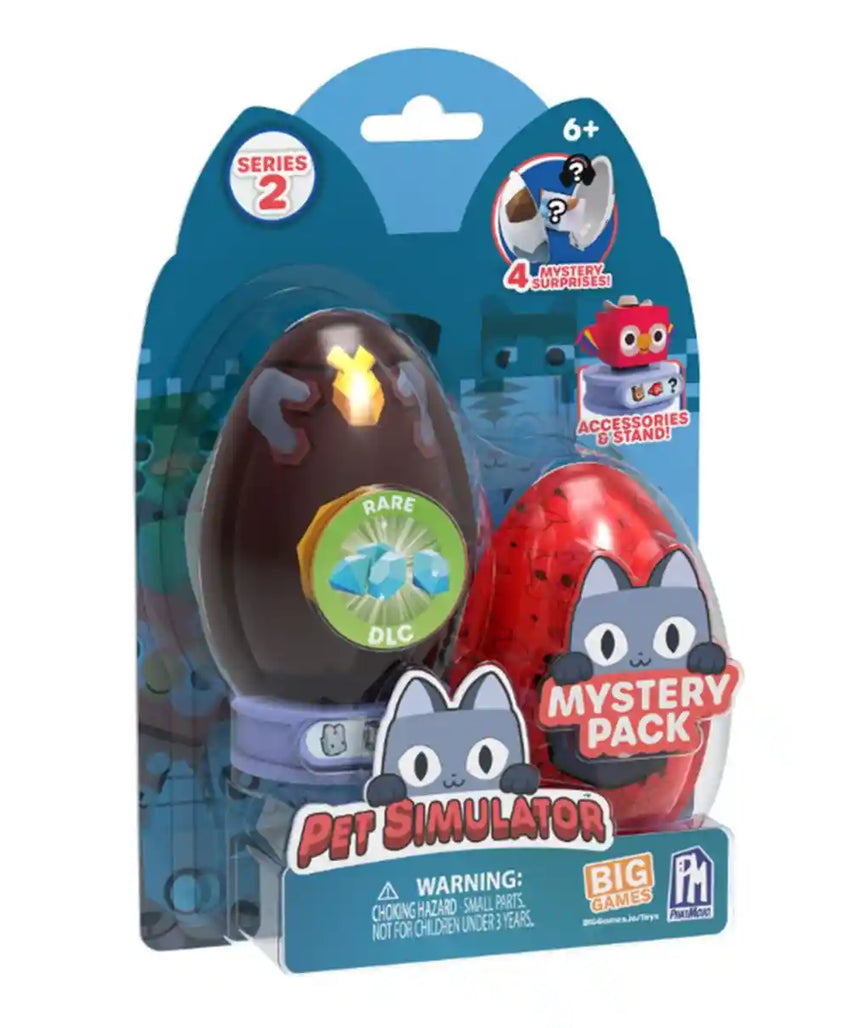 Pet Simulator, Mystery Pet Minifigures 2-Pack, Mystery Eggs, Randomized Minifigure Pets, Accessories & Stands, Series 1, Includes DLC