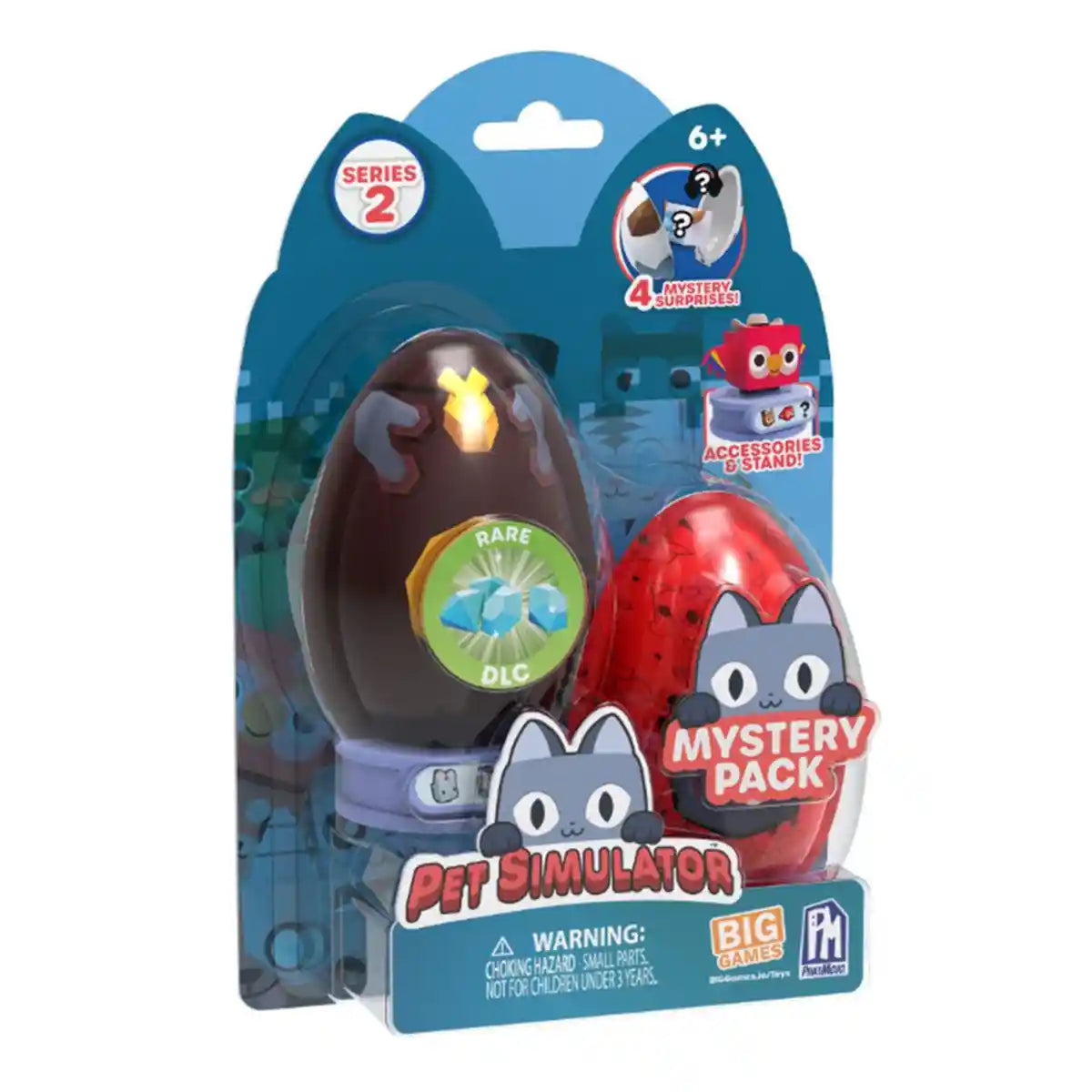 Pet Simulator, Mystery Pet Minifigures 2-Pack, Mystery Eggs, Randomized Minifigure Pets, Accessories & Stands, Series 1, Includes DLC