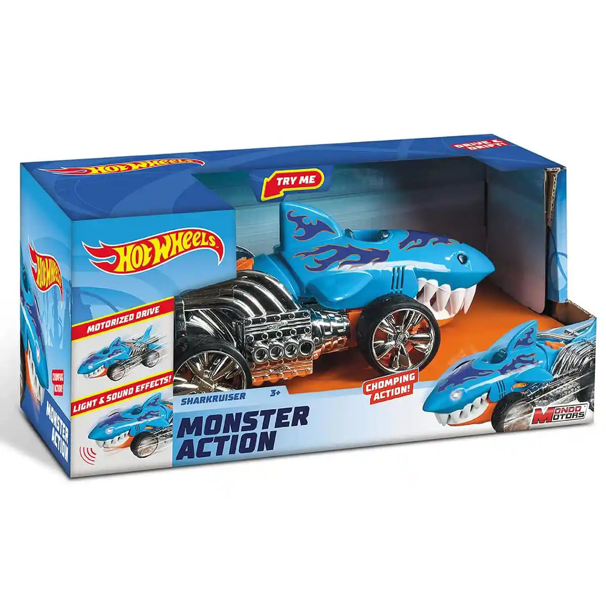 Hot Wheels Extreme Action Sharkruiser, Motorized Light & Sound Monster Car for Kids, Ages 3+