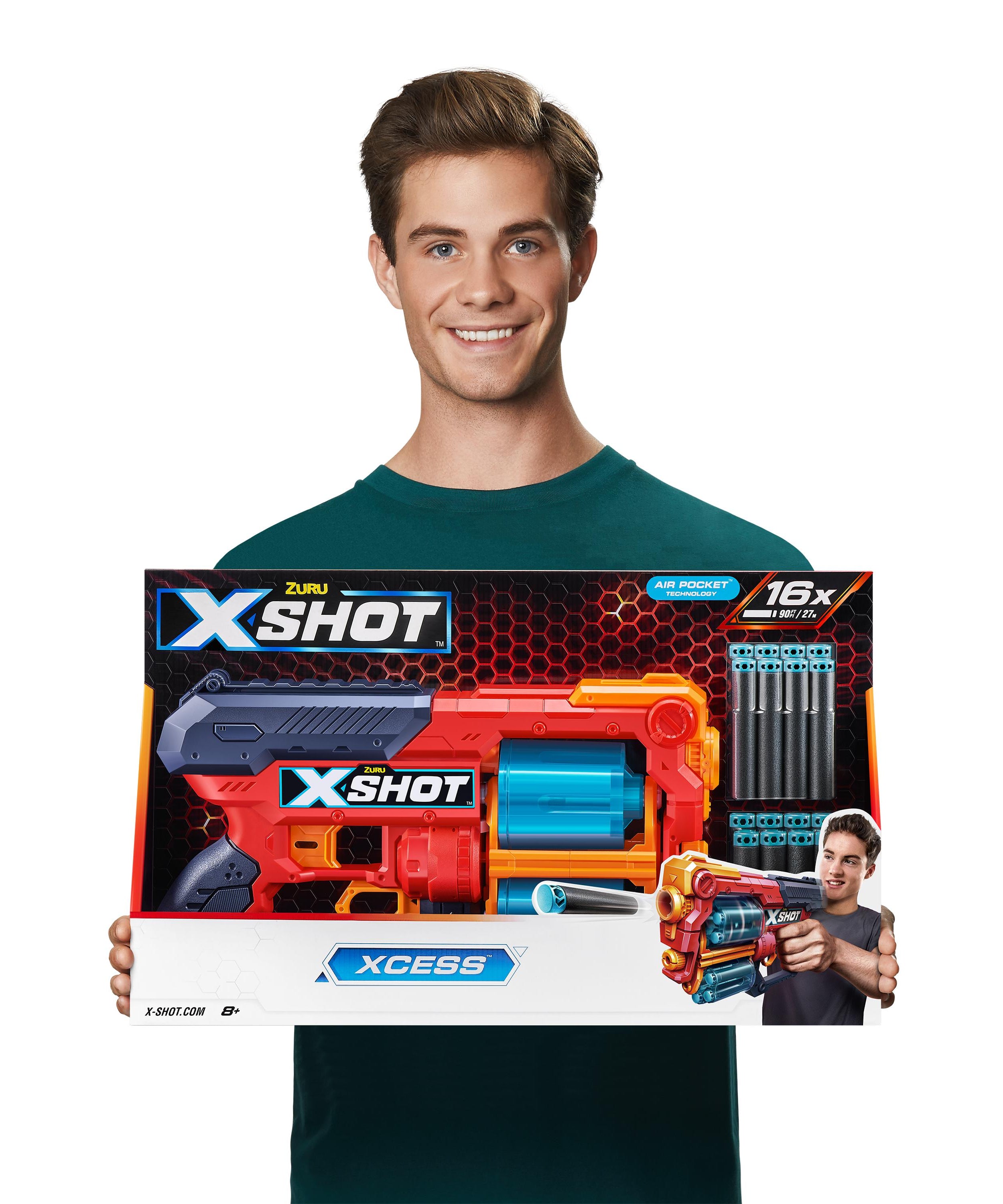 X Shot Excel Xcess TK 12 16 Darts Blaster, Twin Barrel Foam Gun Toy for Boys, Age 8+
