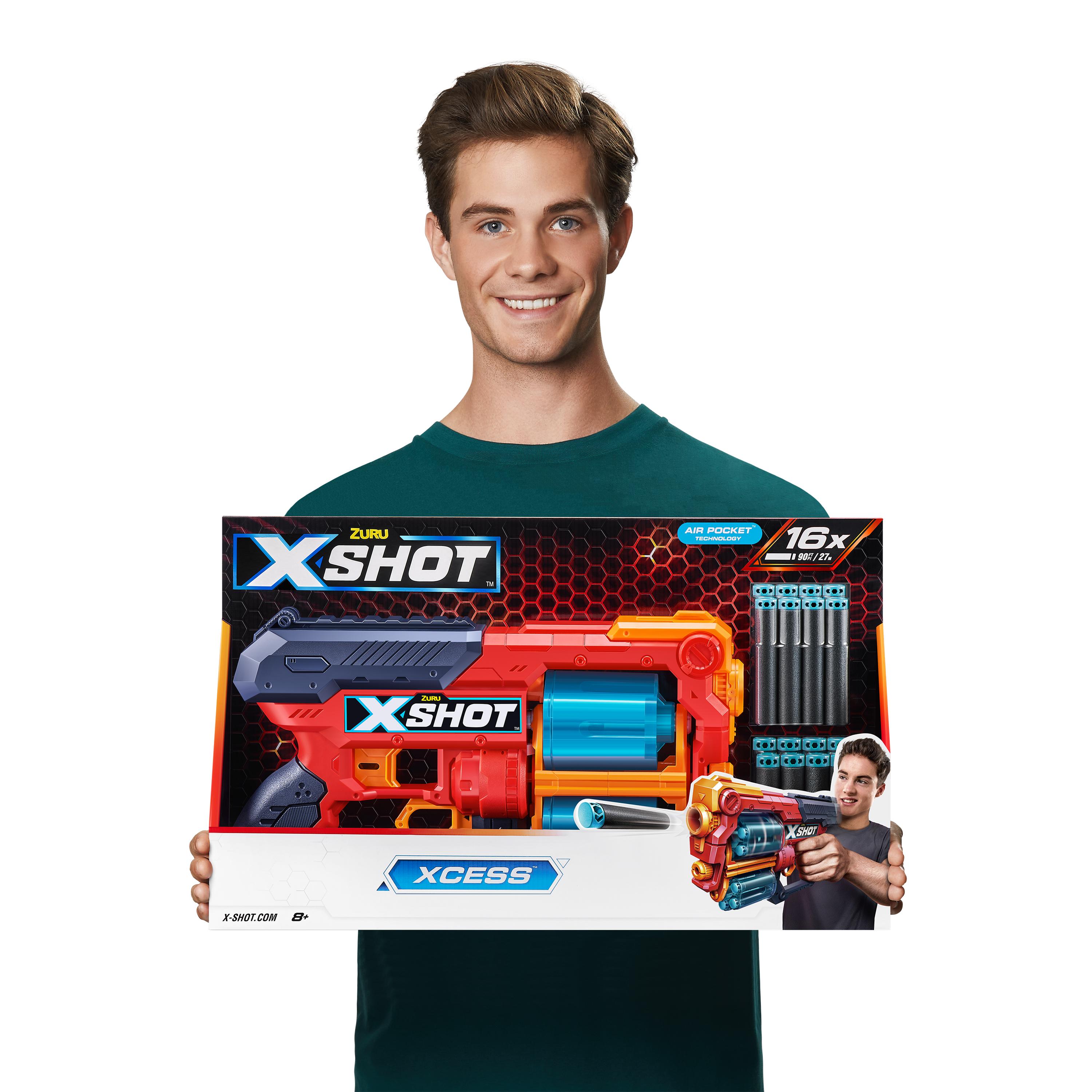 X Shot Excel Xcess TK 12 16 Darts Blaster, Twin Barrel Foam Gun Toy for Boys, Age 8+