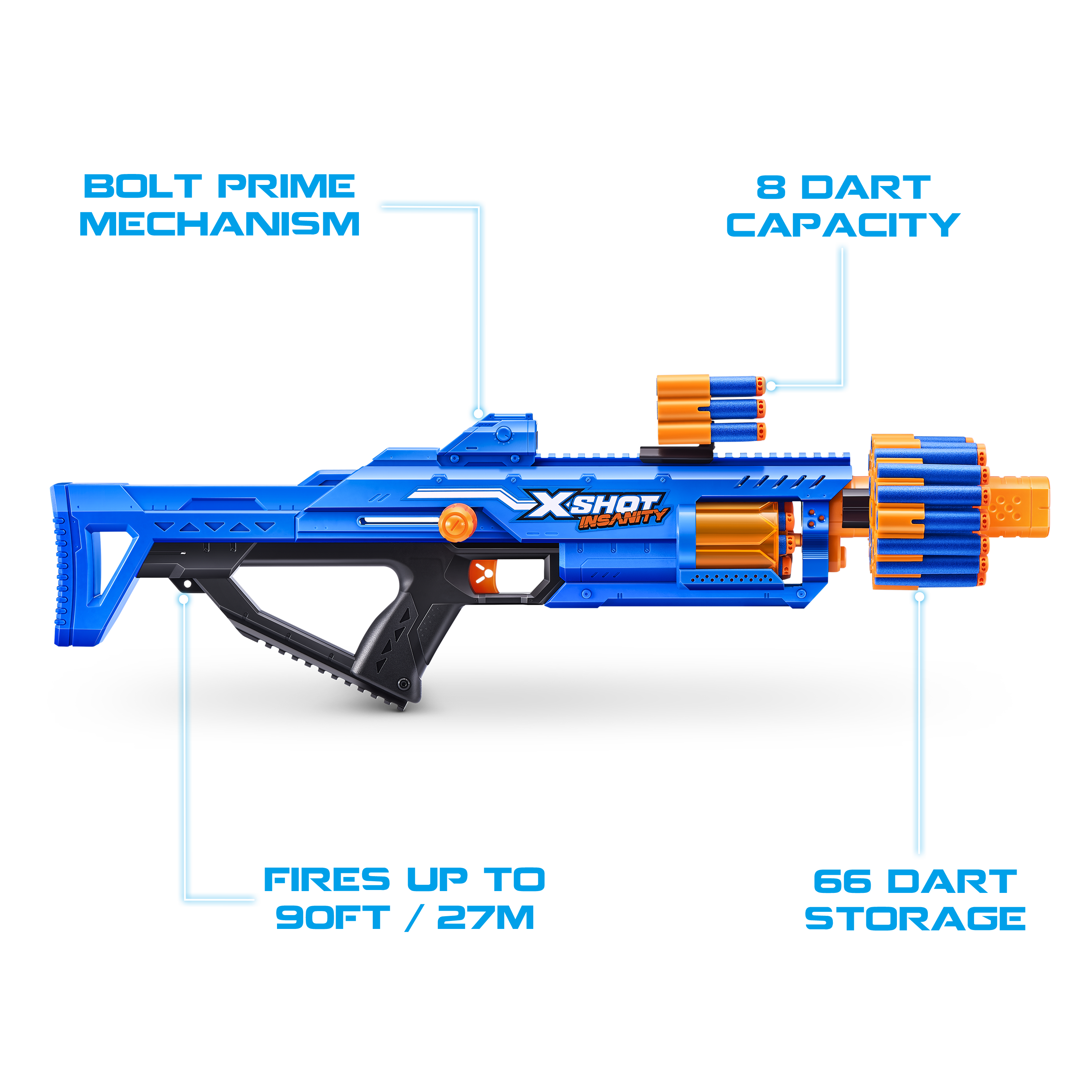 XShot Insanity Double Berzerko Blaster Pack, 8-Shot Dart Gun with 96 Foam Darts, Modular Storage, Rapid-Fire Toy Blaster for Kids Outdoor Action, Pack of 2