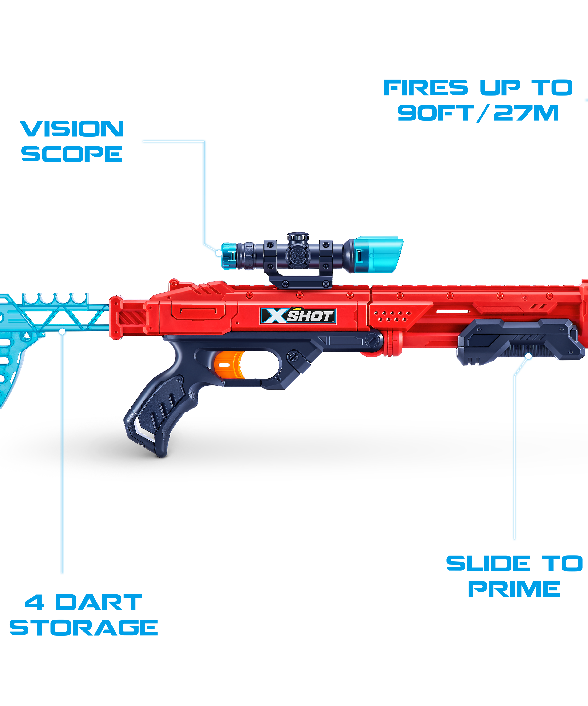 X Shot Excel Hawk Eye 16 Darts Blaster, Long Range Foam Gun Toy for Boys, Age 8+