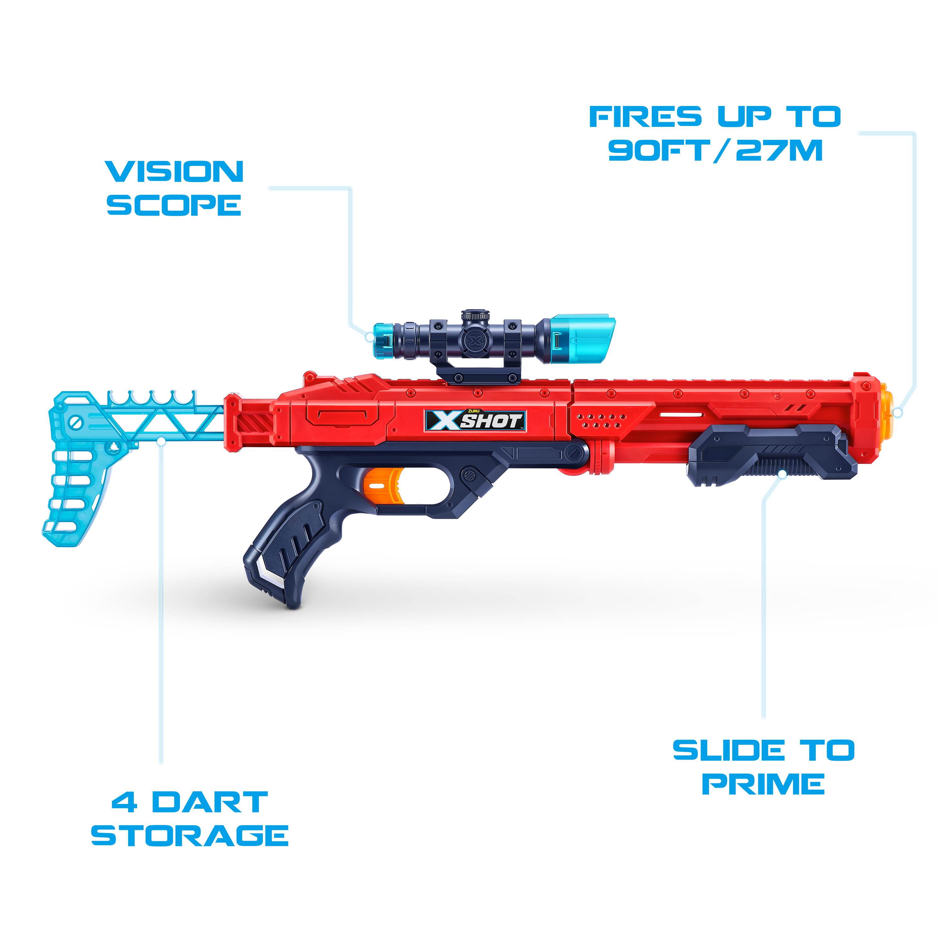 X Shot Excel Hawk Eye 16 Darts Blaster, Long Range Foam Gun Toy for Boys, Age 8+