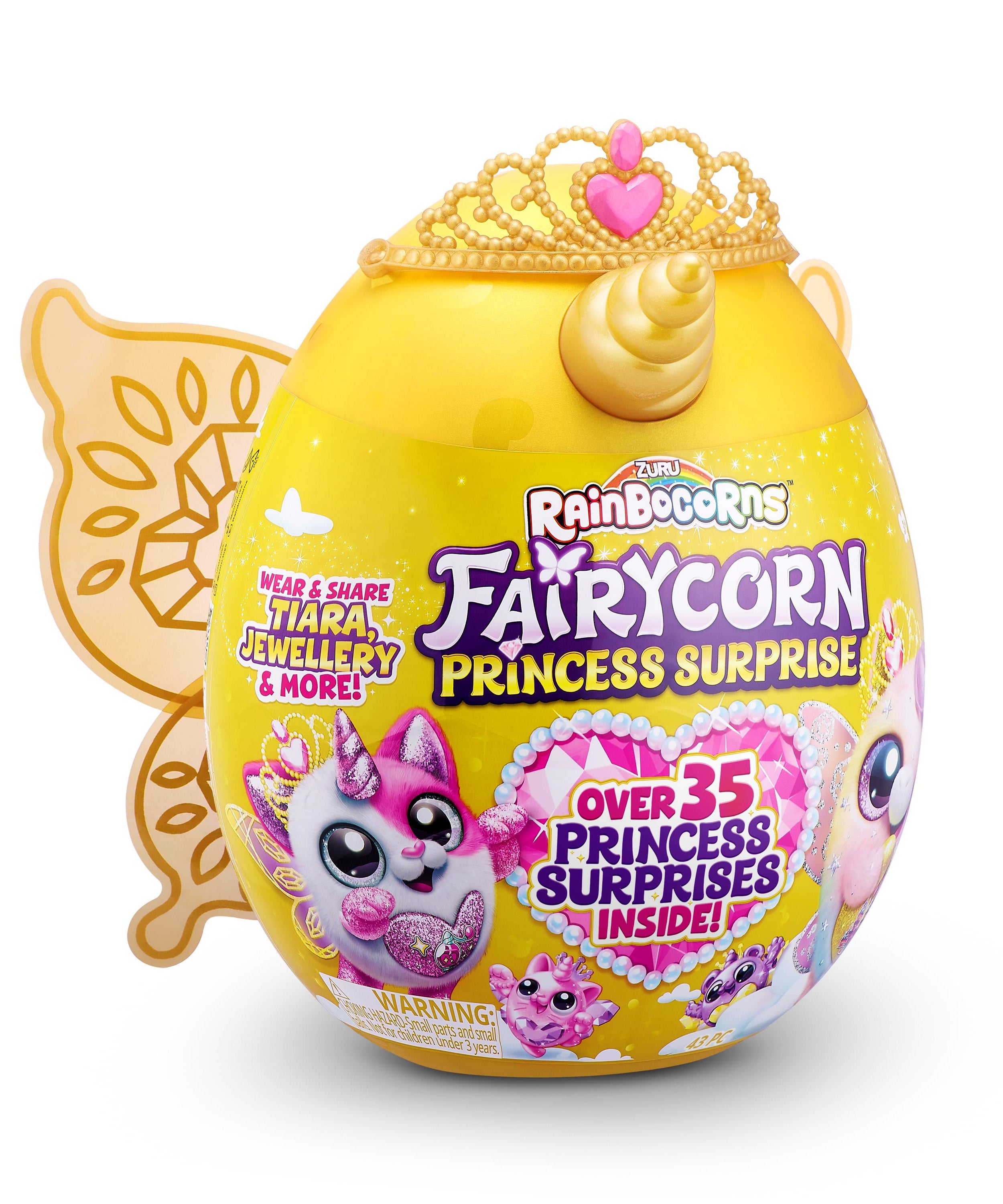 Rainbocorns Fairycorn Princess Surprise (Puppy) 11" Collectible Plush Toy with 35+ Surprises, Fairy Wings, Tiara, Wand, Boo-Boocorn, and Surprise Egg, Soft Toy for Girls Ages 3+