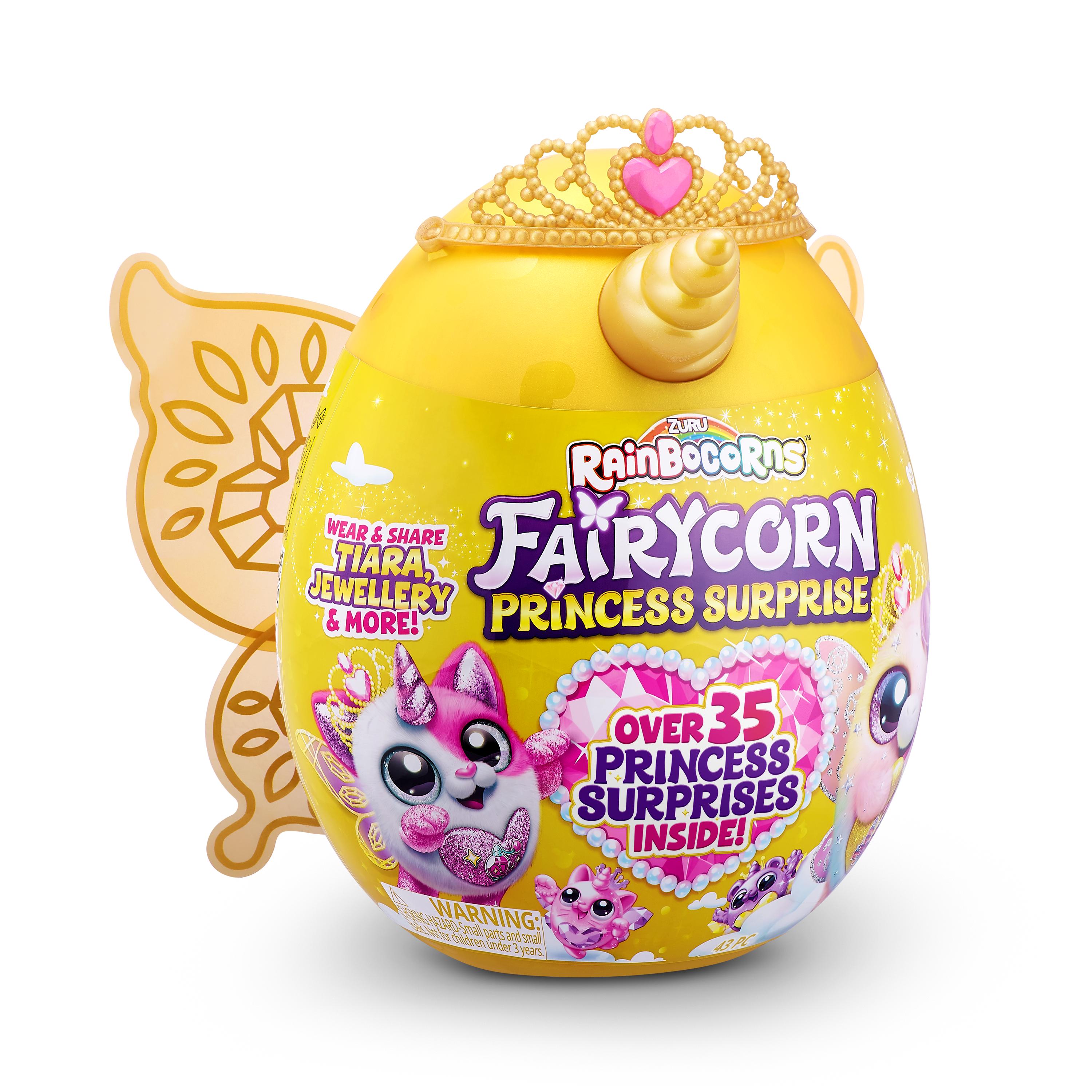 Rainbocorns Fairycorn Princess Surprise (Puppy) 11" Collectible Plush Toy with 35+ Surprises, Fairy Wings, Tiara, Wand, Boo-Boocorn, and Surprise Egg, Soft Toy for Girls Ages 3+