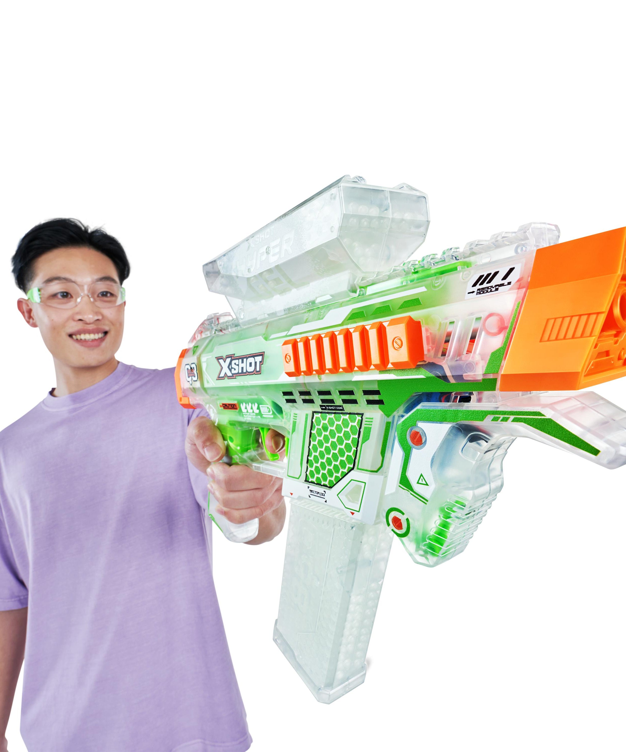 X Shot Hyper Gel Glow In The Dark Medium Blaster, Toy Gun for Boys, Age 14+