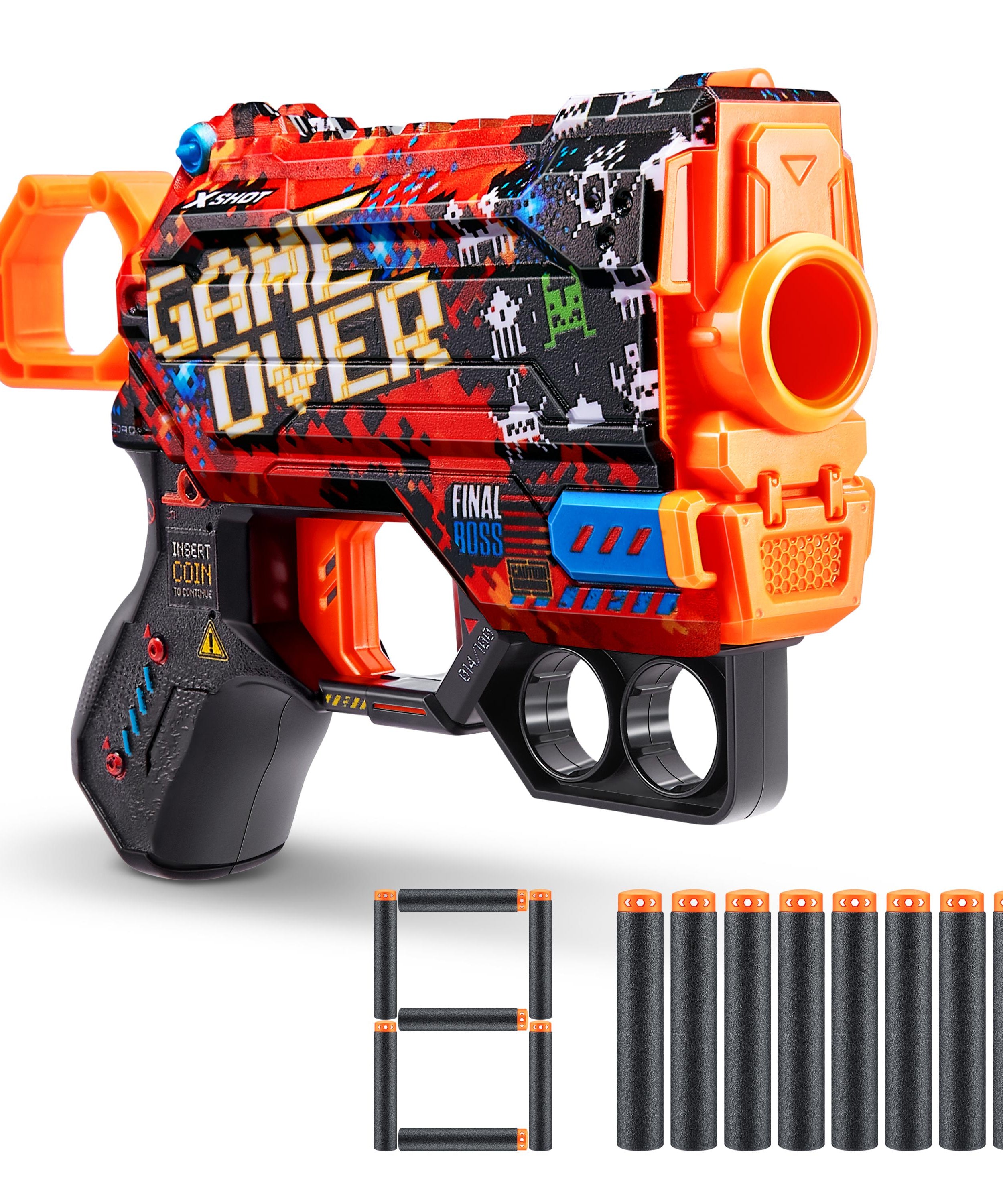 X Shot Skins Menace Blaster, Compact Foam Dart Gun for Boys, Age 8+