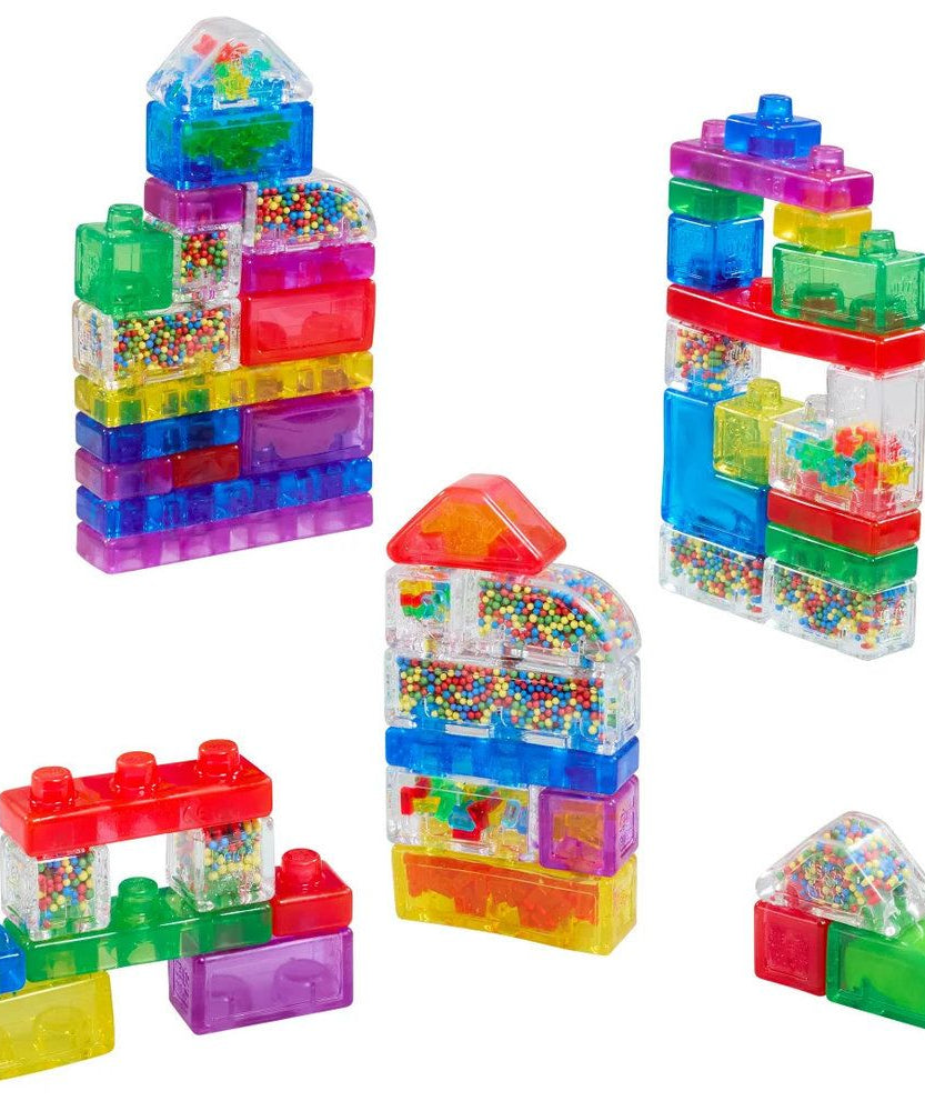 Jelly Blox Mega Pack, 50-Piece Sensory Building Blocks, Soft Squishy Toddler Toys, Creative Play for Ages 2+, Fine Motor Skills Development, Safe Non-Toxic Plastic, Multicolor, Educational Construction Set