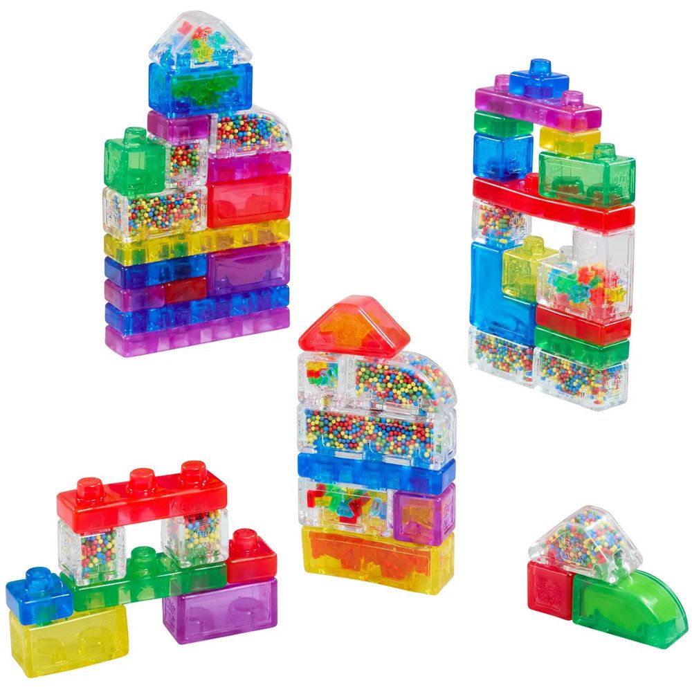 Jelly Blox Mega Pack, 50-Piece Sensory Building Blocks, Soft Squishy Toddler Toys, Creative Play for Ages 2+, Fine Motor Skills Development, Safe Non-Toxic Plastic, Multicolor, Educational Construction Set