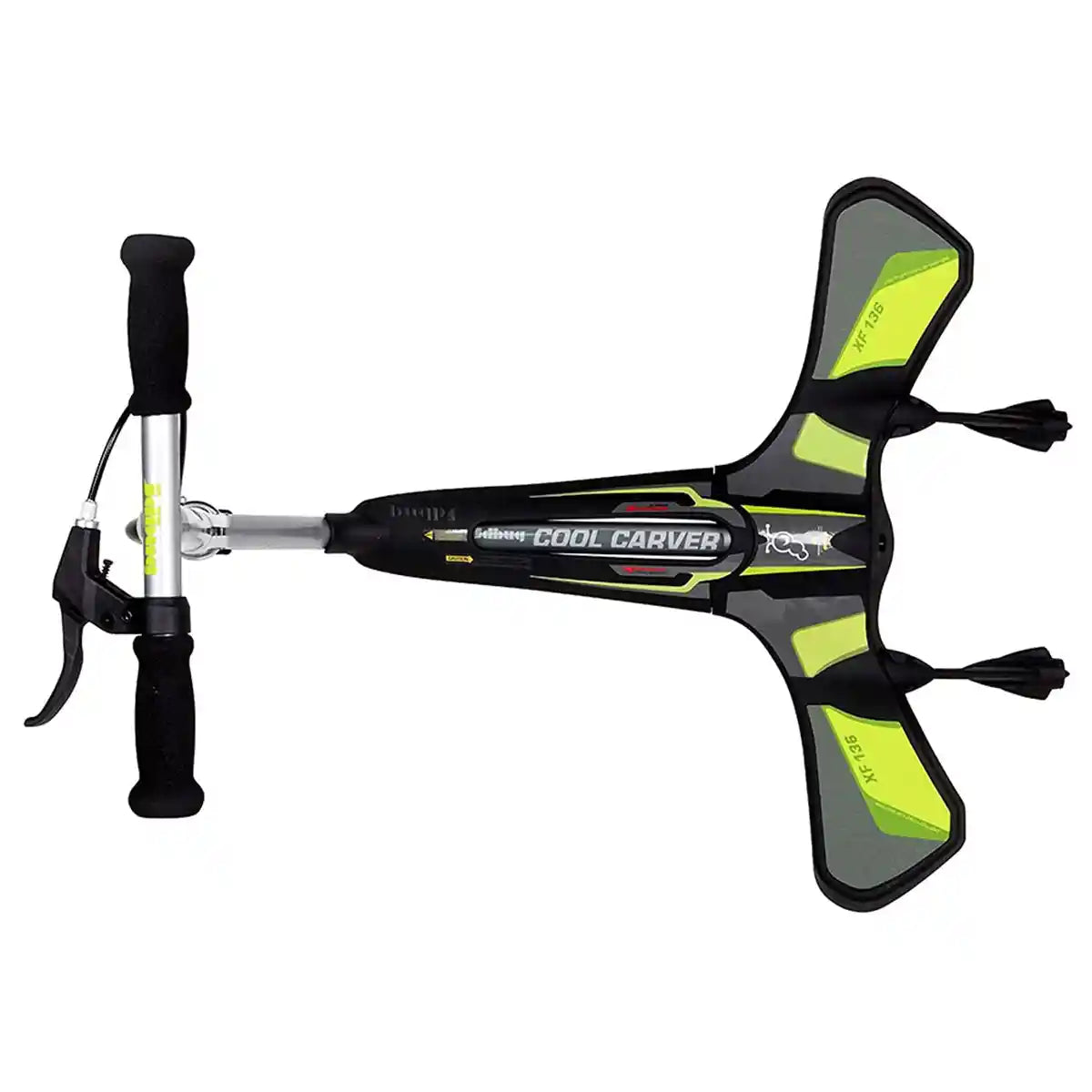 سكوتر JD Bug Cool Carver ثلاثي العجلات، هيكل معدني قابل للطي، عجلة أمامية من البولي يوريثان مقاس 5 بوصات، عجلات خلفية دوارة مقاس 3 بوصات، سعة تحميل 65 كجم، مناسب للأعمار من 5 سنوات فما فوق، سكوتر