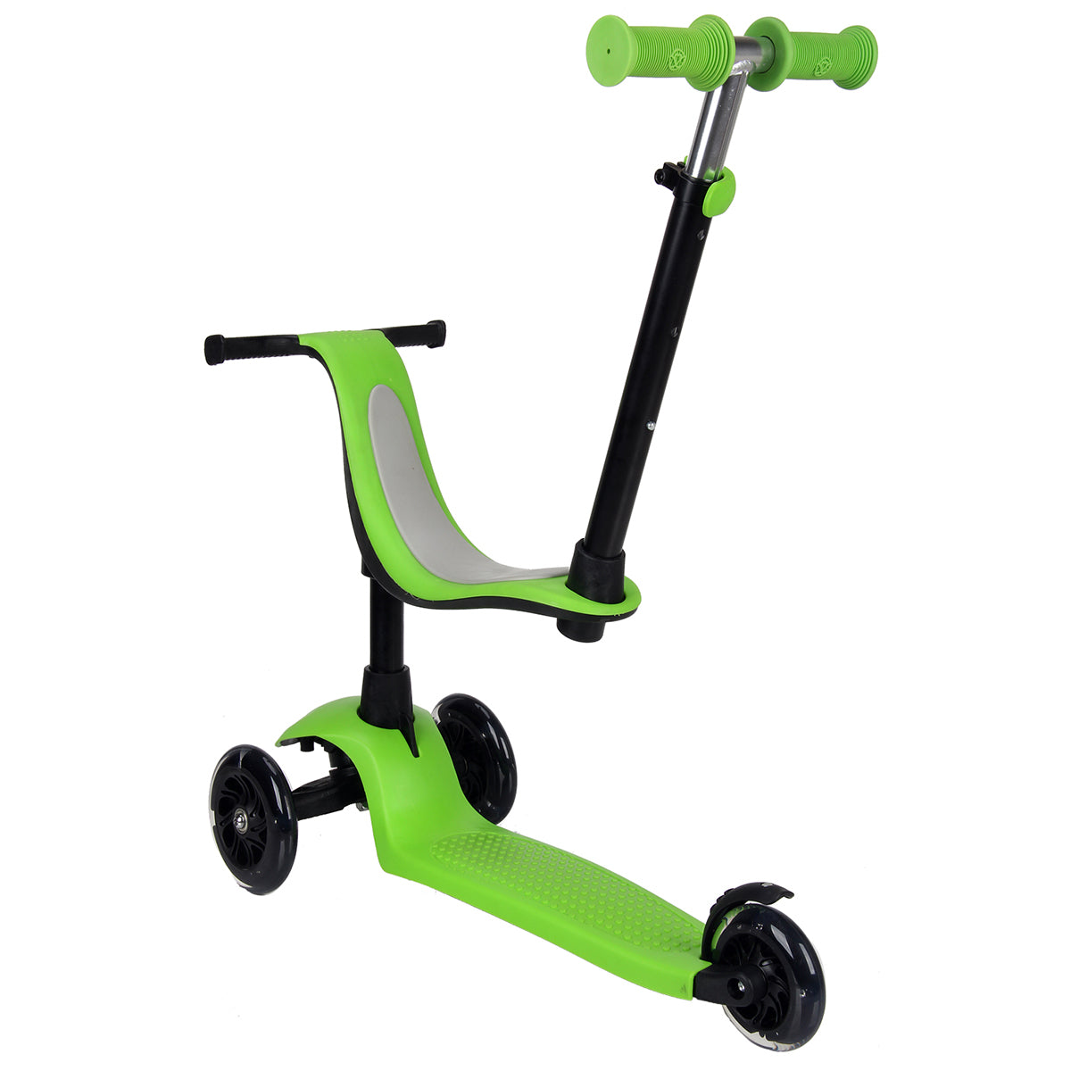 عجلة iSporter المرحة الصغيرة مع مقعد، 3 في 1 للأطفال الصغار مع سكوتر، مقود قابل للتعديل، عجلات LED، فرامل خلفية، مناسب للأعمار من سنة واحدة فما فوق، سكوتر للأطفال