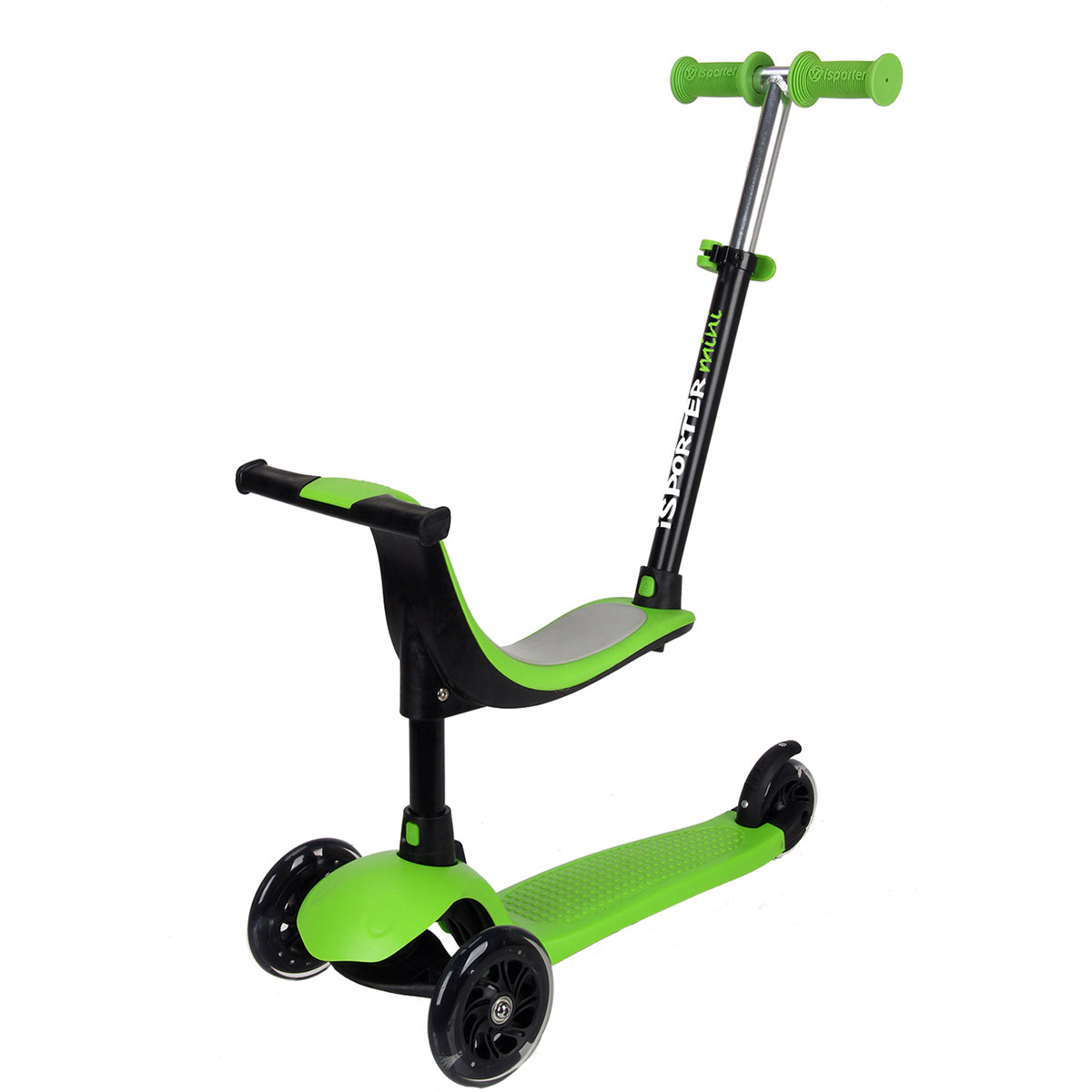 عجلة iSporter المرحة الصغيرة مع مقعد، 3 في 1 للأطفال الصغار مع سكوتر، مقود قابل للتعديل، عجلات LED، فرامل خلفية، مناسب للأعمار من سنة واحدة فما فوق، سكوتر للأطفال
