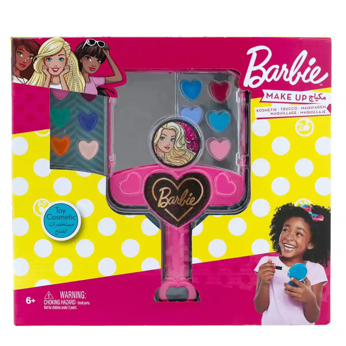 مرآة زينة باربي مع مجموعة مكياج للأطفال من عمر 3 سنوات فما فوق