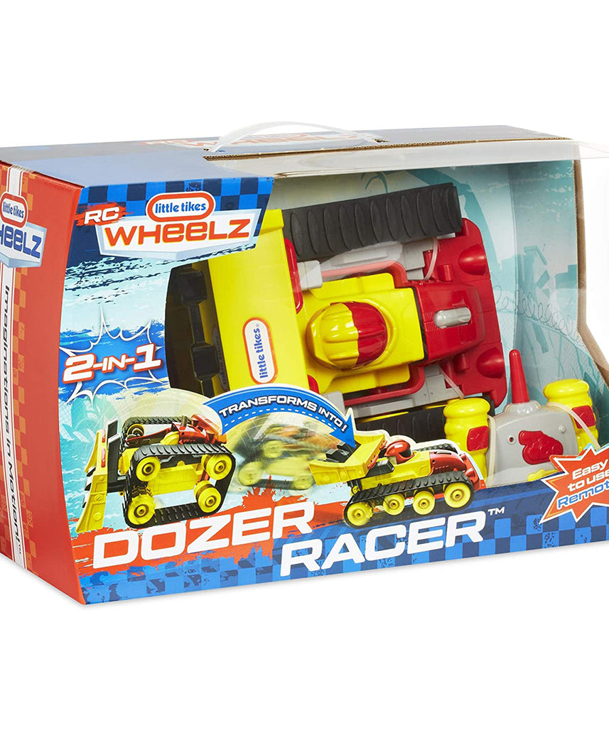 سيارة ليتل تايكس ريسر جرافة ريسر 2 في 1 تعمل بالتحكم عن بعد، جرافة متحولة وسيارة سباق مع وضعي قيادة للأطفال من سن 3 سنوات فما فوق