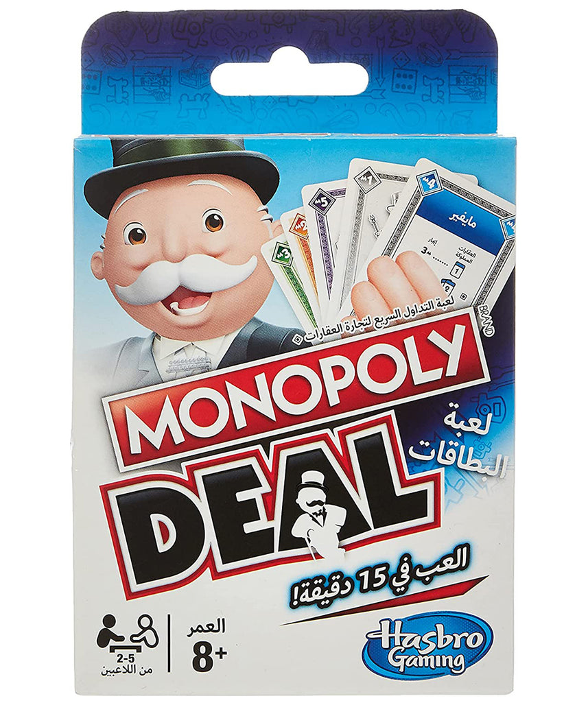 Monopoly Deal Card Game, Arabic Version, Quick-Playing Property Trading Game, 2-5 Players, Action Cards, Property Cards, Family Game, Kids Ages 8+
