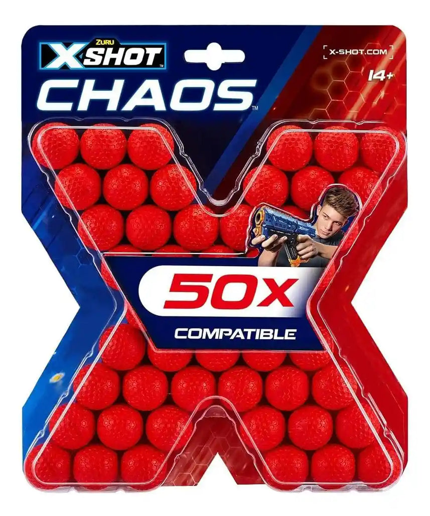 عبوة إعادة تعبئة كرات سهام "إكس شوت كايوس ٥٠"، رصاصات إسفنجية ناعمة متعددة الألوان، متوافقة مع مسدسات نيرف، ملحق رماية، ذخيرة ألعاب للأطفال
