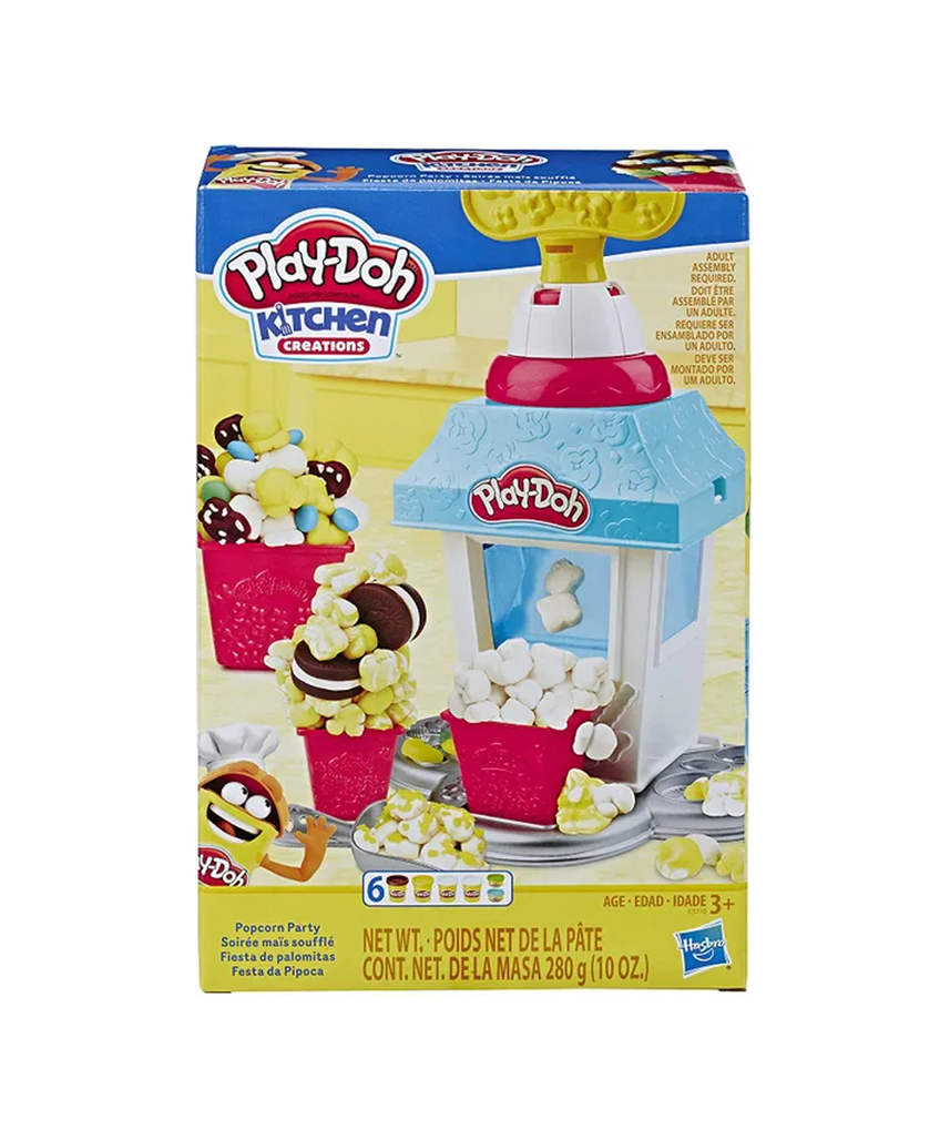 Play-Doh Kitchen Creations Popcorn Party Play Food Set with 6 Non-Toxic Cans, Kids Toy Popcorn Maker for Ages 3+