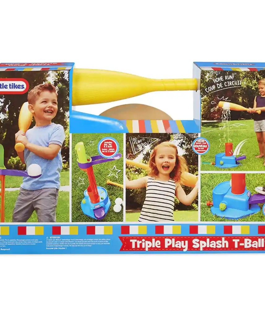 مجموعة كرات الرش الثلاثية من ليتل تايكس مع قاعدة قابلة للتعديل، وقاذفة منبثقة، وميزة كرة الرش، ومضرب وكرات للأطفال من سن 3 سنوات فما فوق