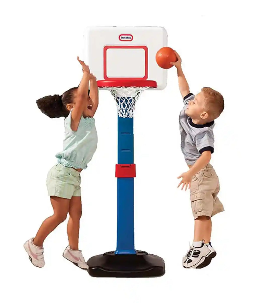 Little Tikes Totsports Easy Score Basketball Set, Adjustable Toddler Hoop with Round Backboard and 3 Balls, Indoor Outdoor Play, Ages 18 Months to 5 Years, Sport & Outdoor