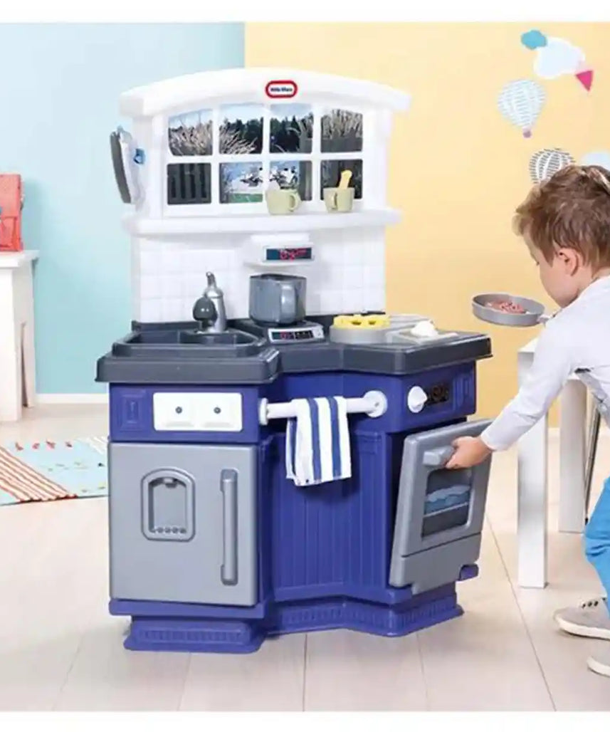 مجموعة مطبخ ليتل تايكس سايد باي سايد، مطبخ تظاهري مع أصوات طبخ واقعية، تصميم زاوية للعب المشترك، للأعمار من 3 سنوات فما فوق، تلبيس وتظاهر
