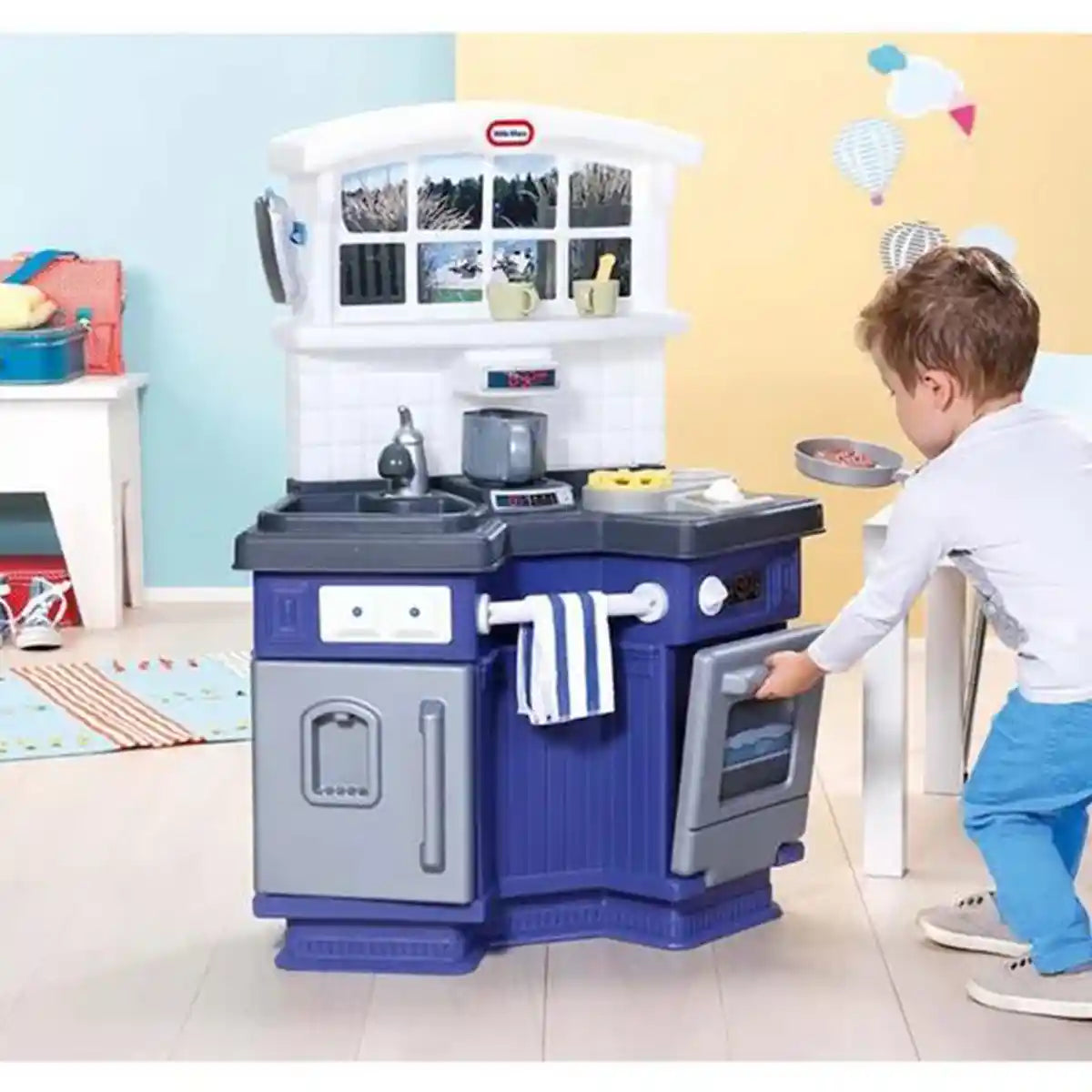 مجموعة مطبخ ليتل تايكس سايد باي سايد، مطبخ تظاهري مع أصوات طبخ واقعية، تصميم زاوية للعب المشترك، للأعمار من 3 سنوات فما فوق، تلبيس وتظاهر