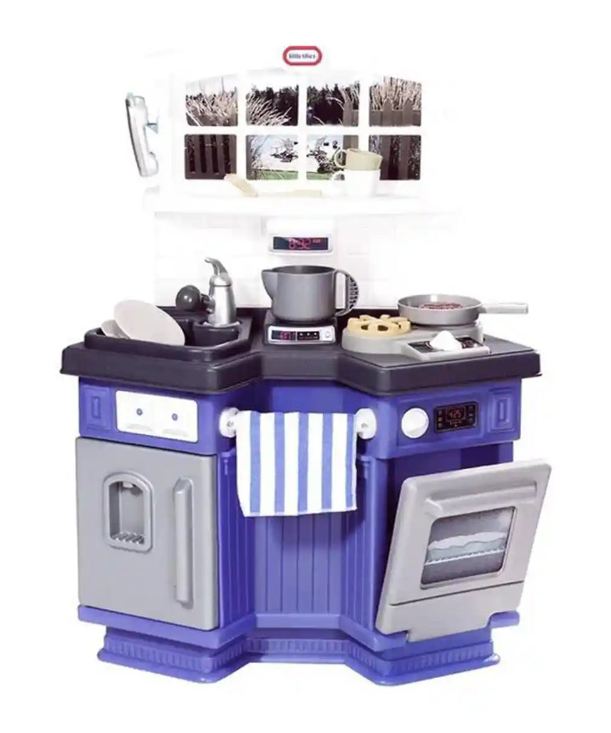 مجموعة مطبخ ليتل تايكس سايد باي سايد، مطبخ تظاهري مع أصوات طبخ واقعية، تصميم زاوية للعب المشترك، للأعمار من 3 سنوات فما فوق، تلبيس وتظاهر