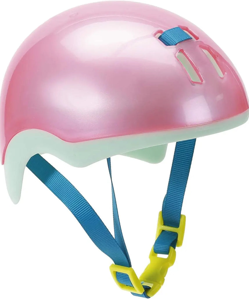 خوذة دراجة بيبي بورن للدمى بطول 43 سم، إكسسوار دمية وردي لامع، خوذة أمان للعب الدمى، للأعمار من 3 سنوات فما فوق، إكسسوارات الدمى، الدمى والمنازل والإكسسوارات